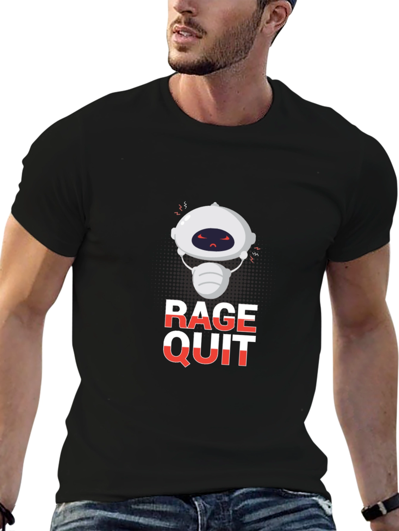 Rage Quit Robot Graphic Tee - Black