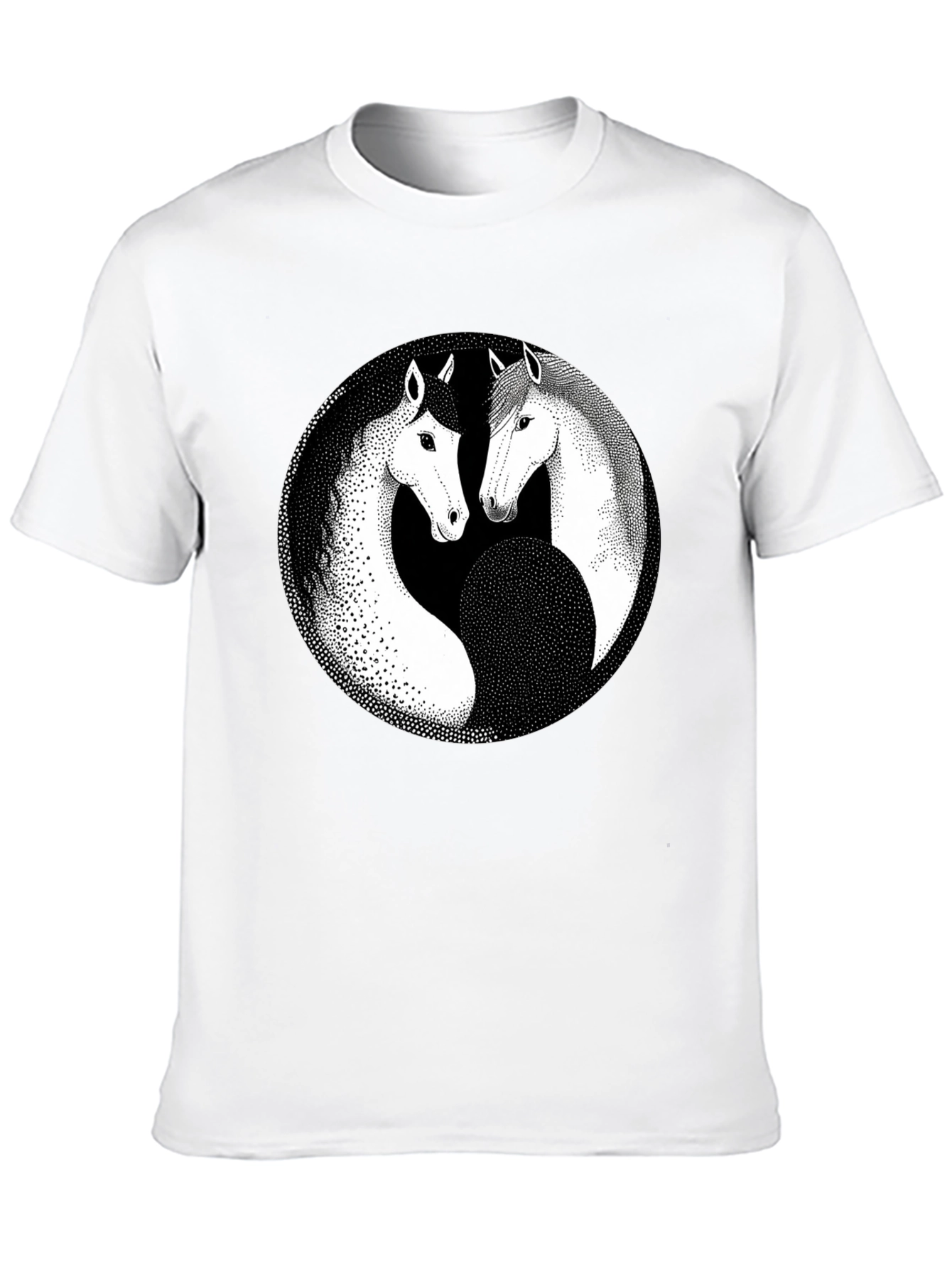 Yin Yang Horse Graphic Black T-Shirt