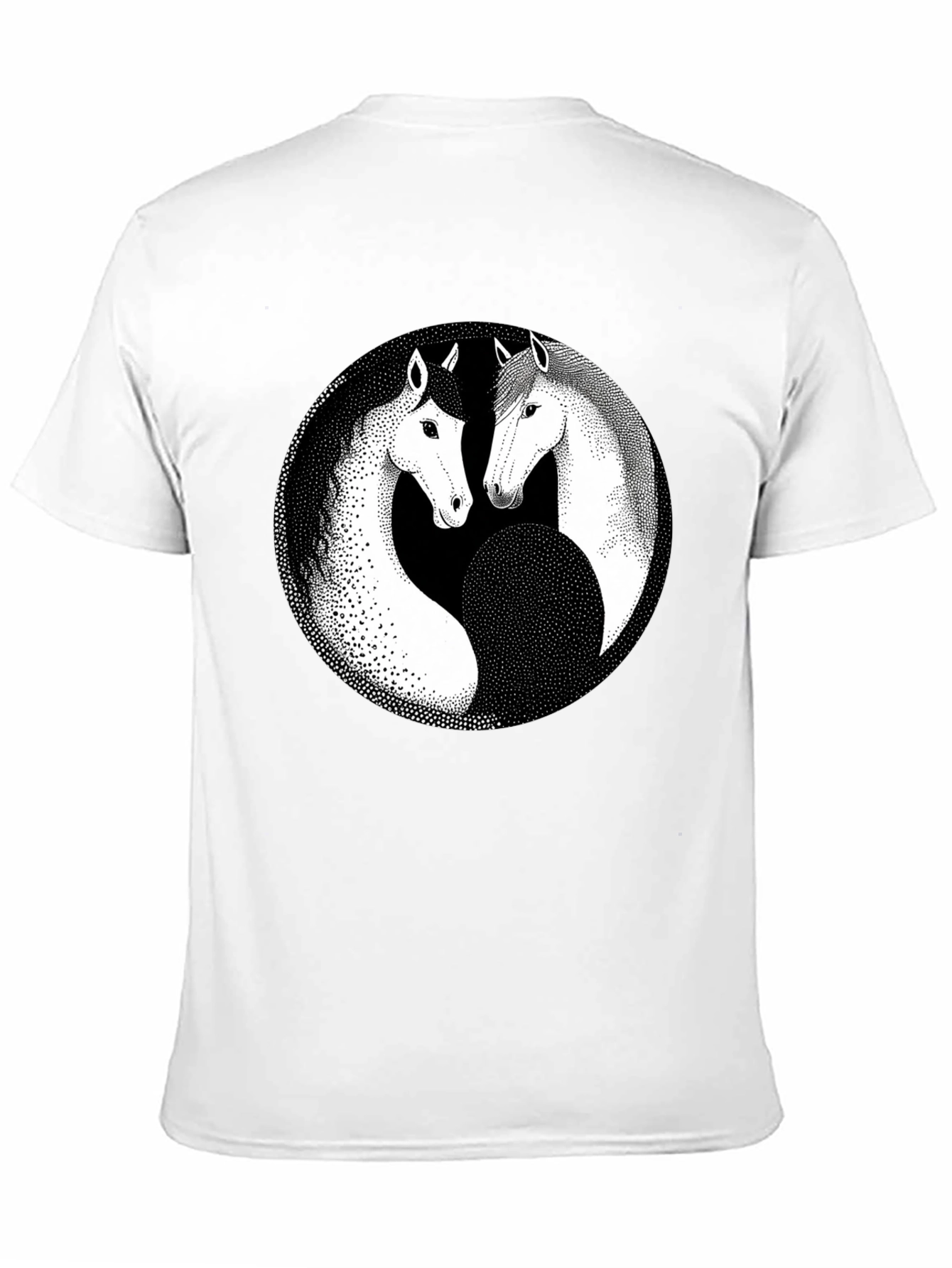 Yin Yang Horse Graphic Black T-Shirt