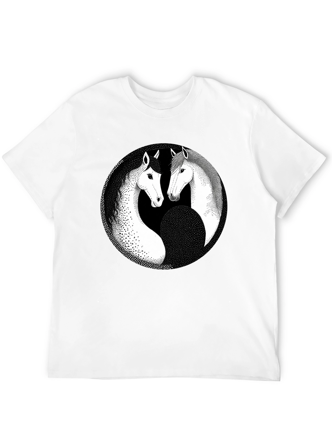 Yin Yang Horse Graphic Black T-Shirt