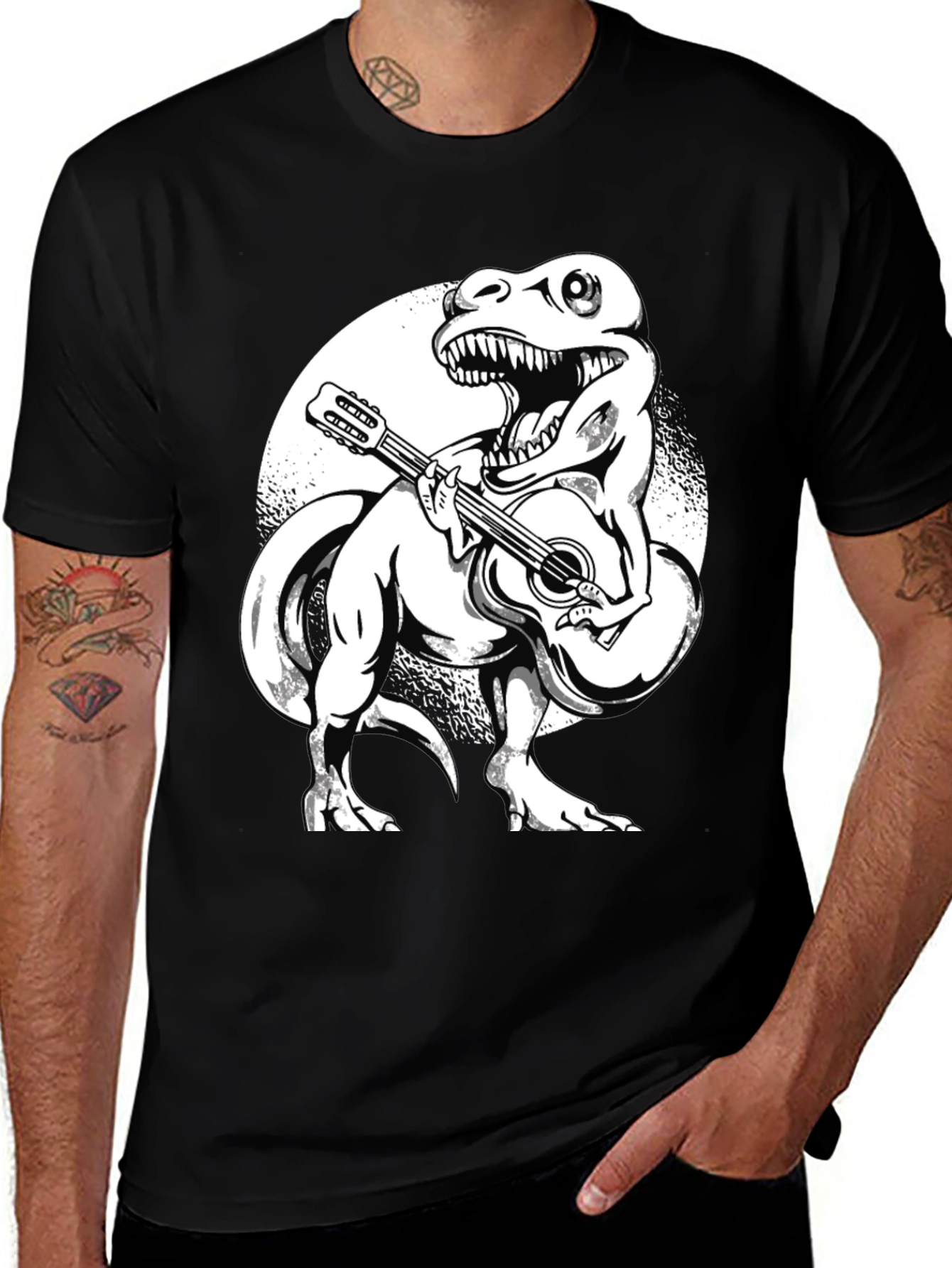 Dinosaur Guitarist Graphic T-Shirt
