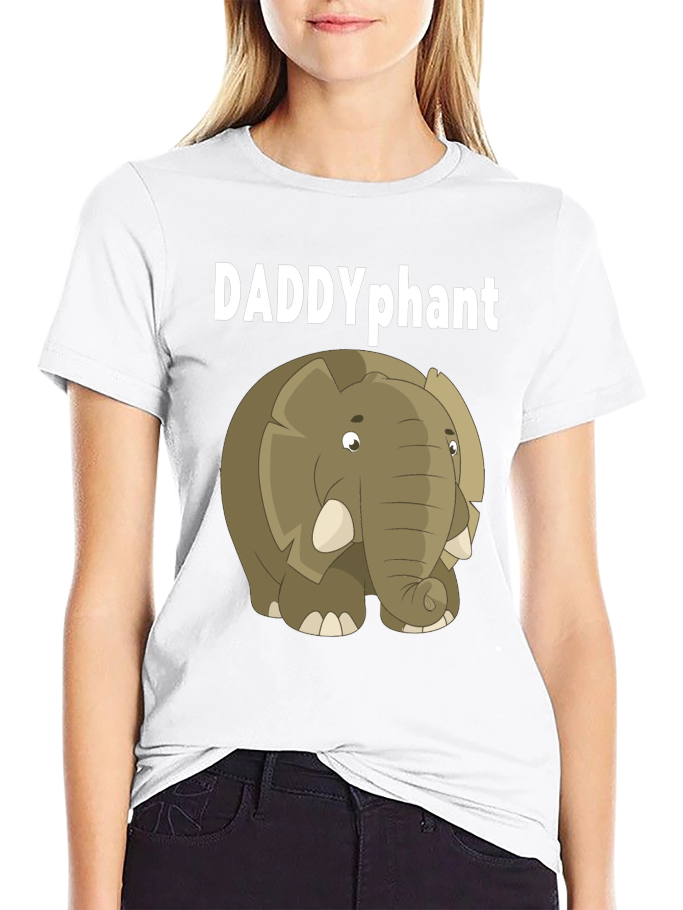 DADDYphant Elephant Cartoon Black T-Shirt