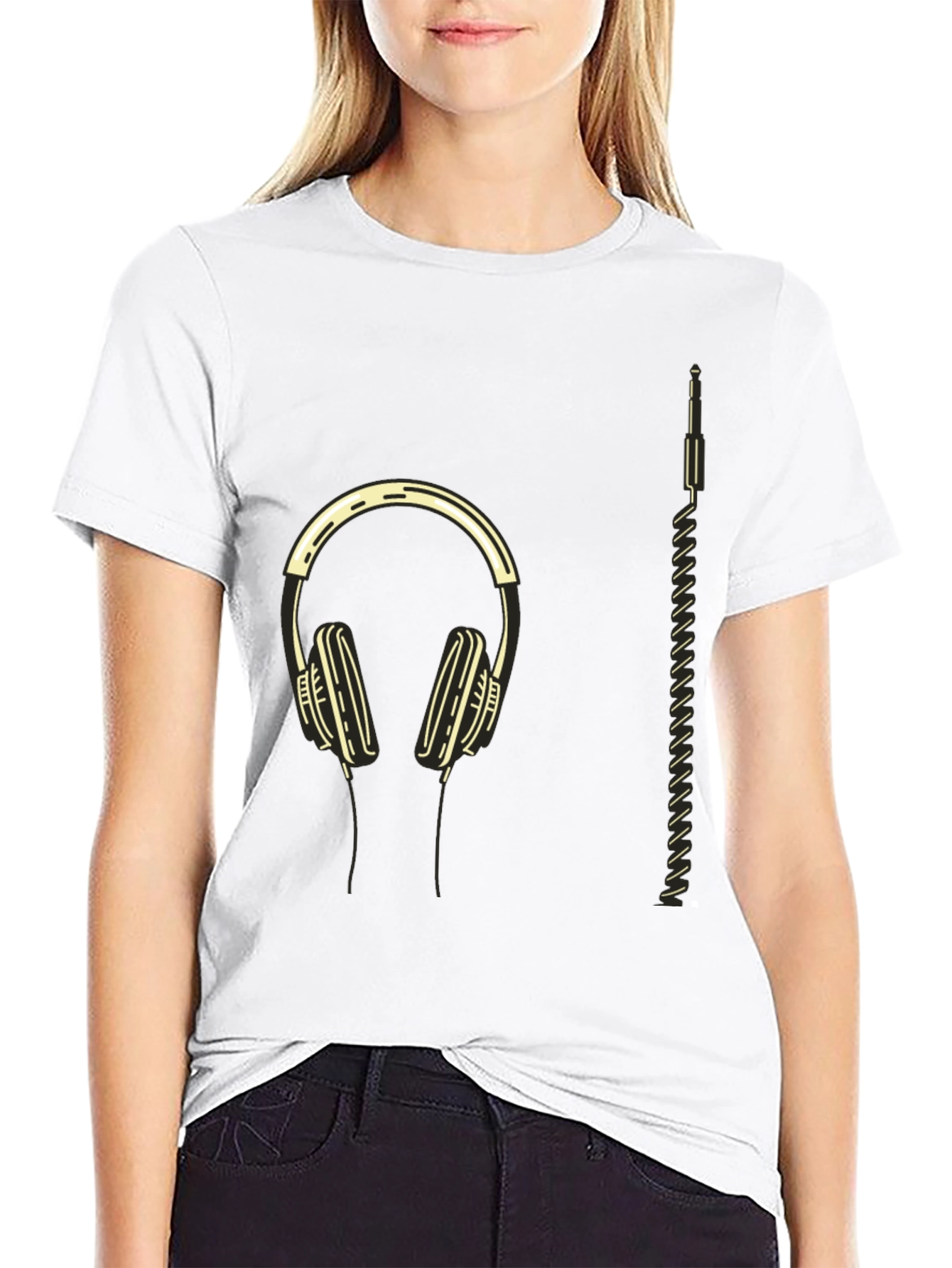 Modern Headphone Graphic Tee - Black