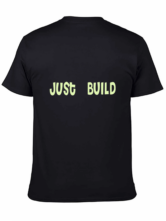 Just Build Black Tee - Gamer Style