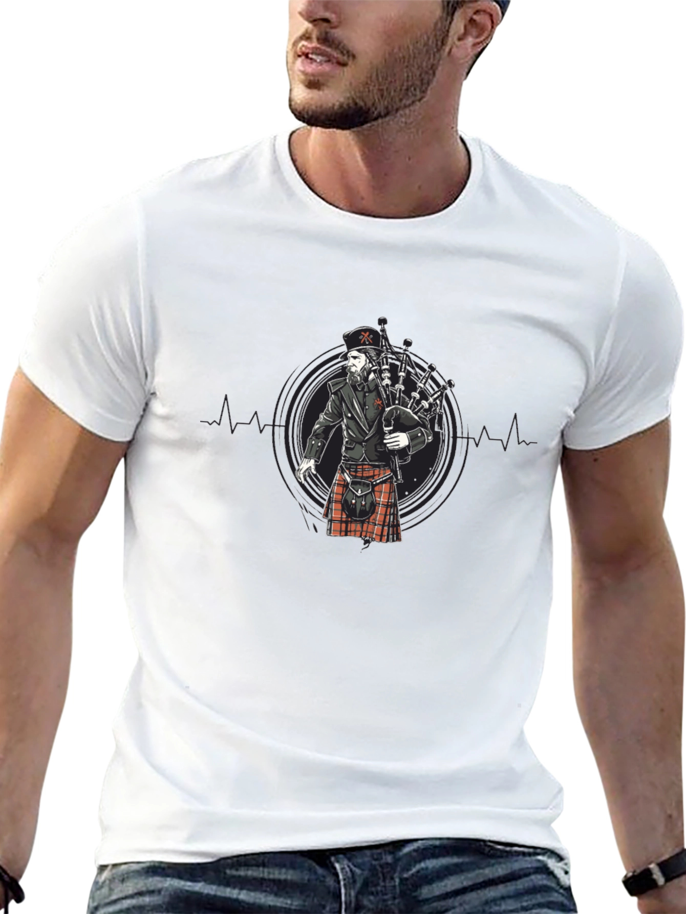 Scottish Bagpiper Graphic T-Shirt