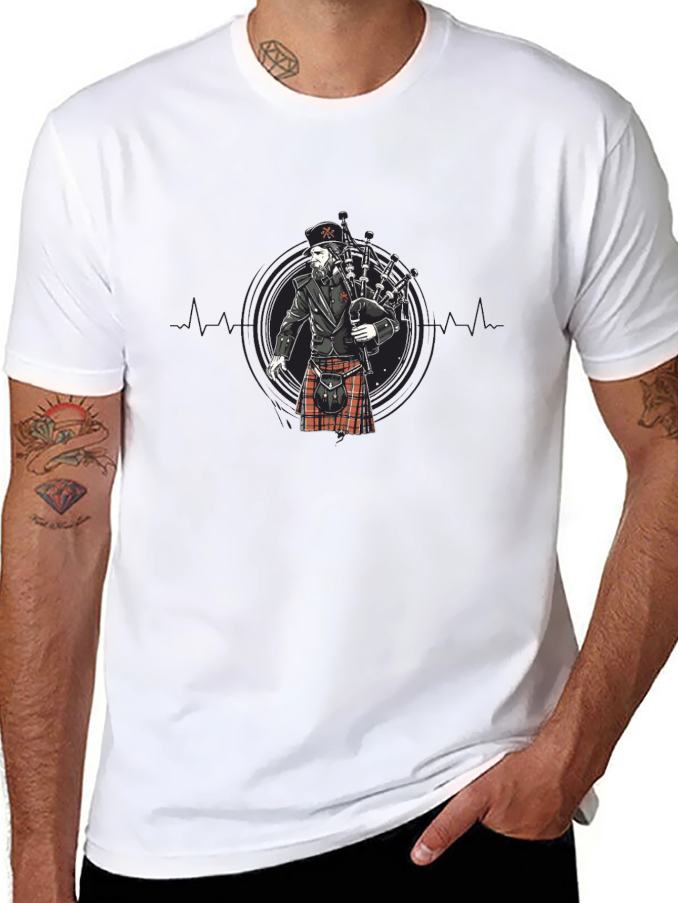 Scottish Bagpiper Graphic T-Shirt