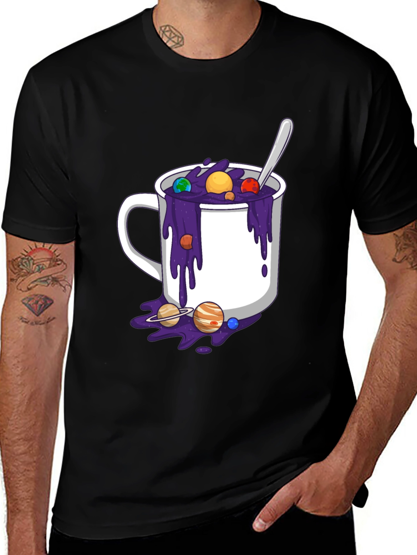 Cosmic Coffee T-Shirt - Planetary Brew Design