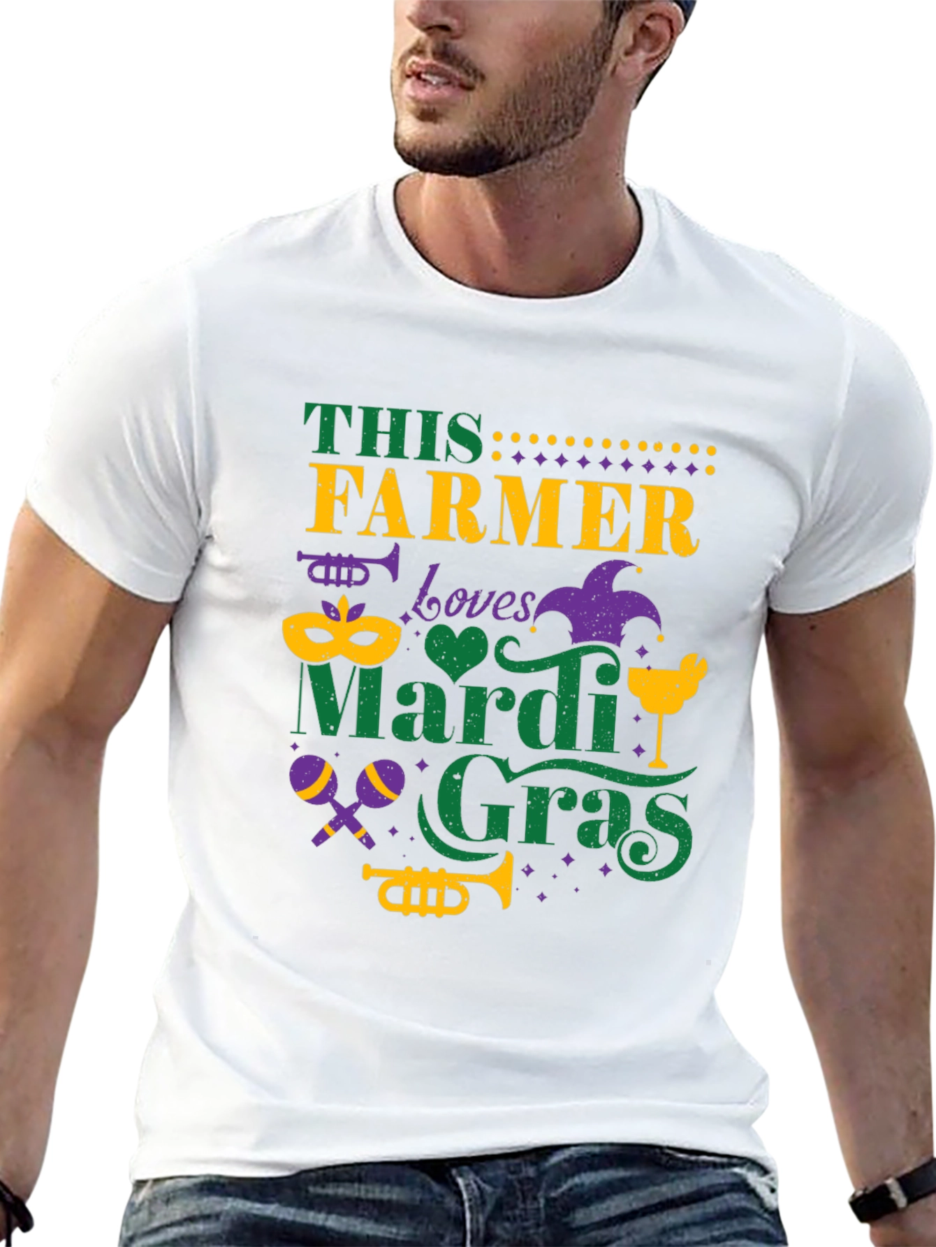 Farmer Loves Mardi Gras Graphic Tee