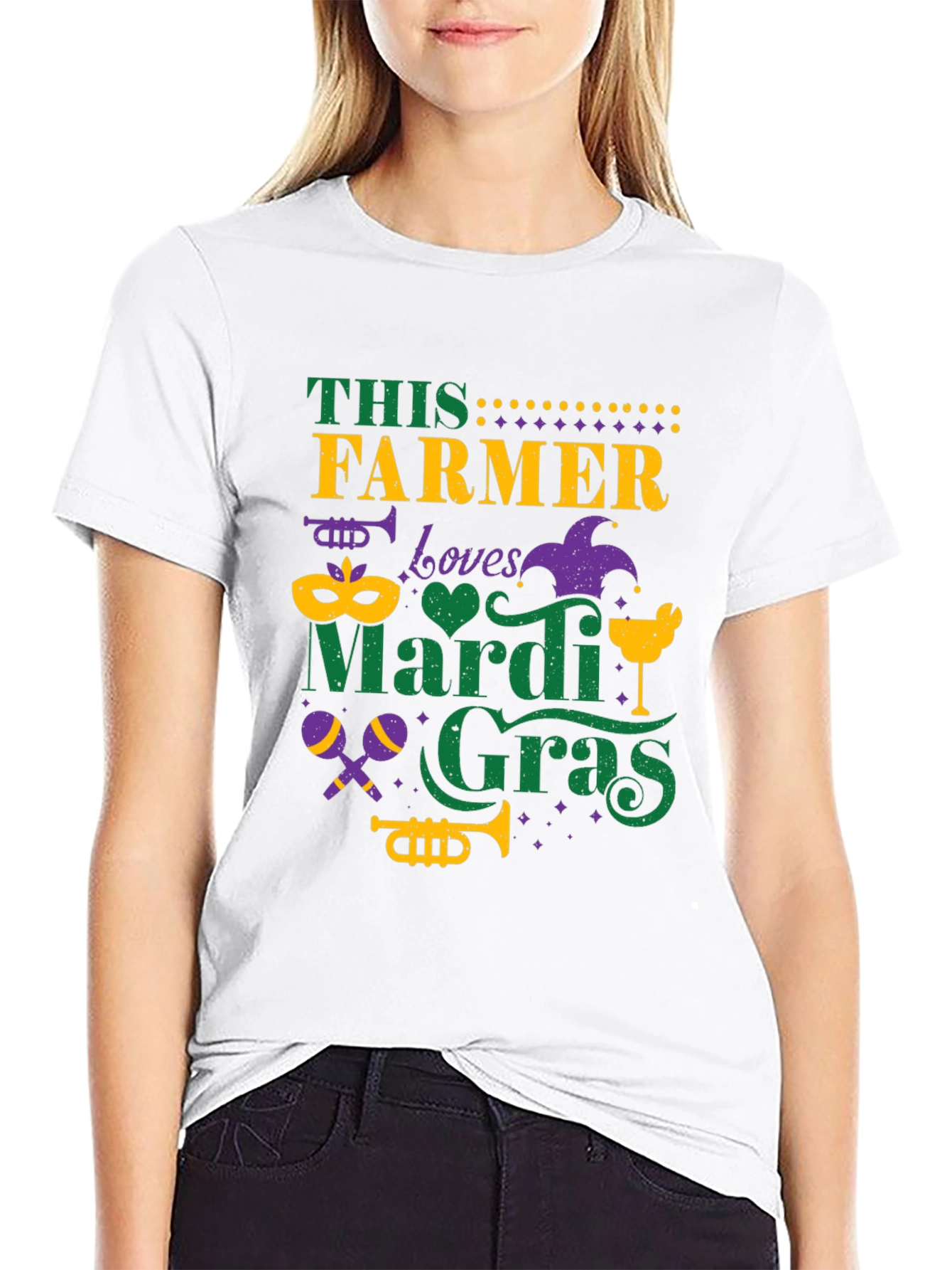 Farmer Loves Mardi Gras Graphic Tee