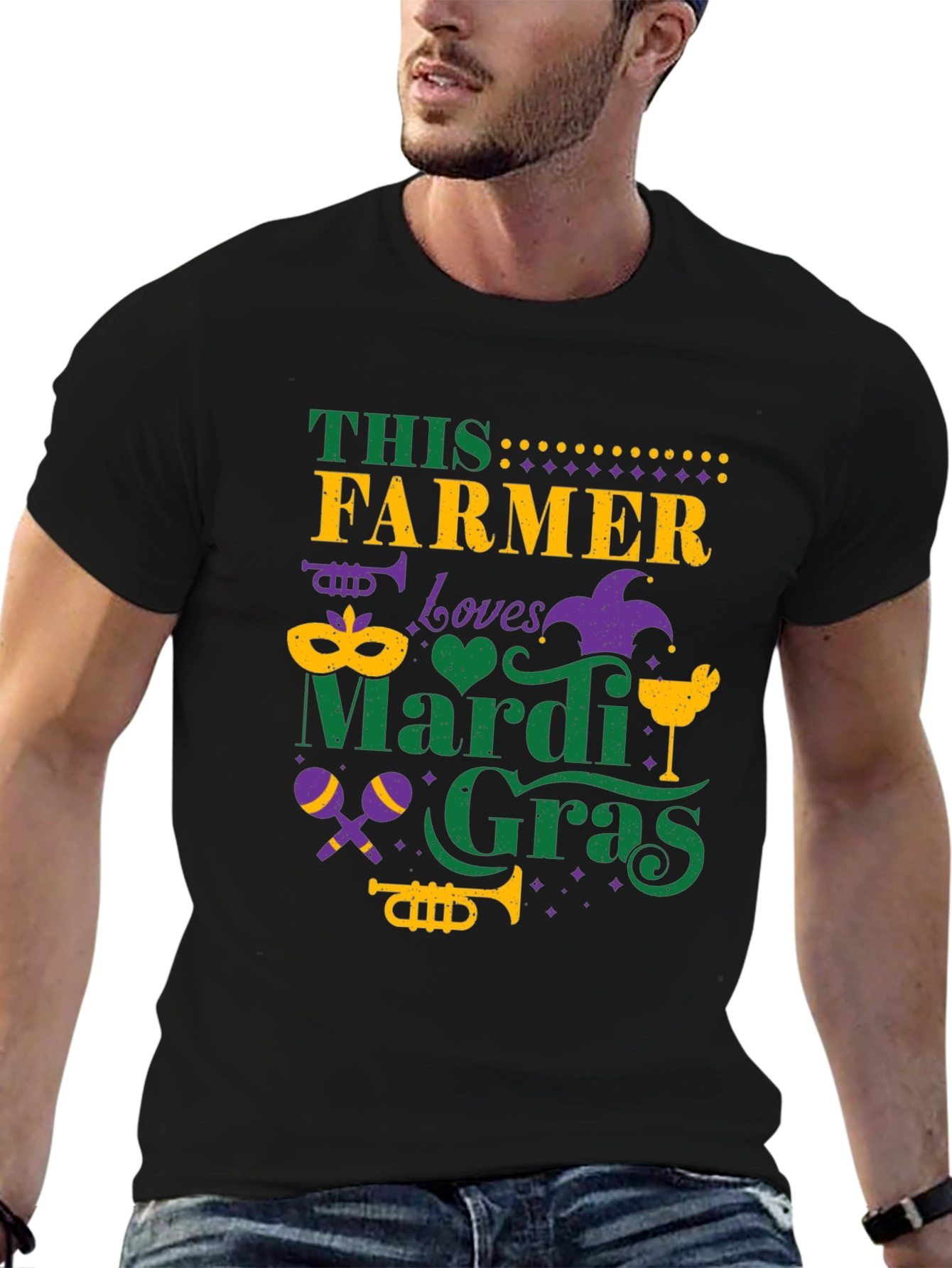 Farmer Loves Mardi Gras Graphic Tee