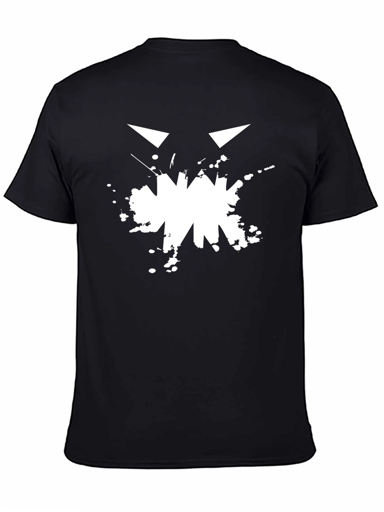 Mens Black Graphic Tee - Abstract Monster Face Print
