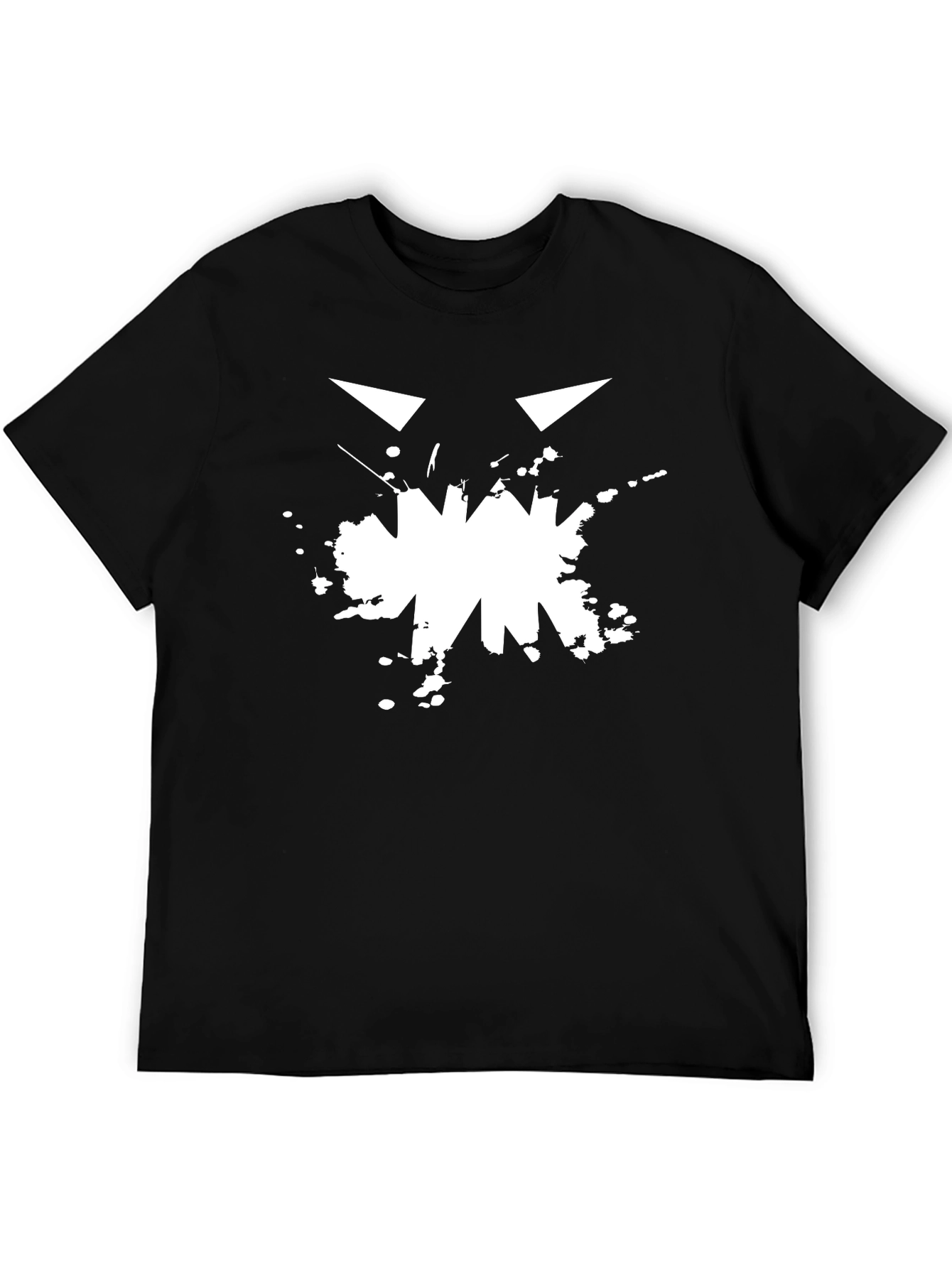 Mens Black Graphic Tee - Abstract Monster Face Print