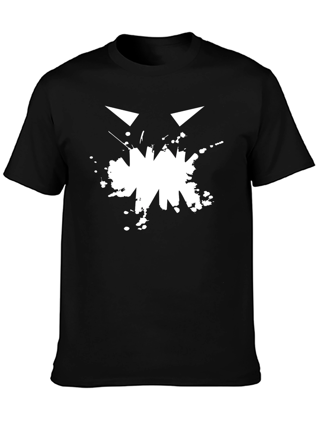 Mens Black Graphic Tee - Abstract Monster Face Print