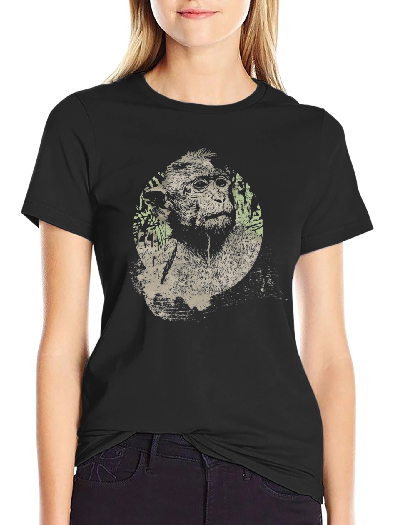 Monkey Graphic Print Crew Neck T-Shirt