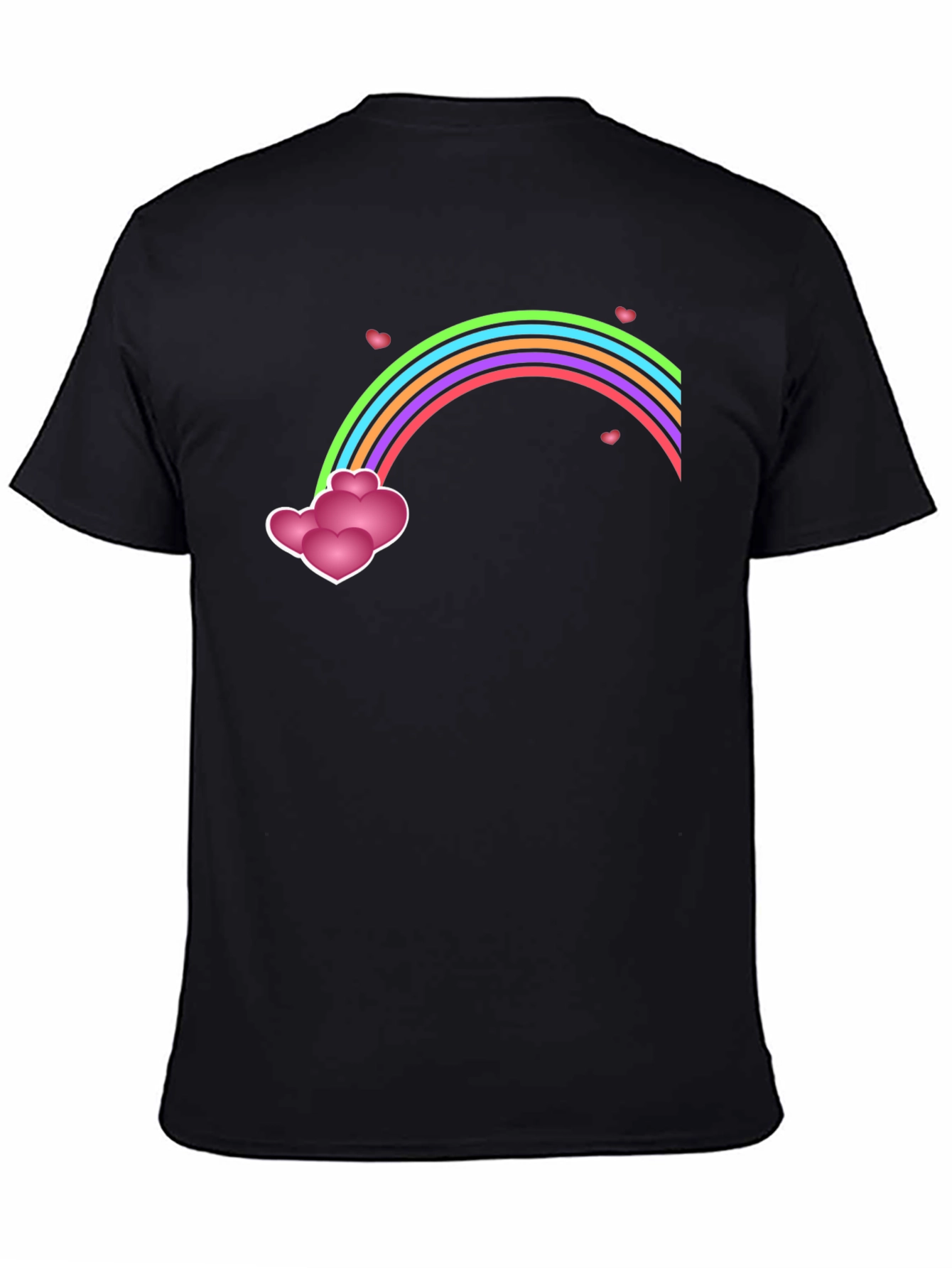 Rainbow Hearts Graphic Tee - Mens Black T-Shirt