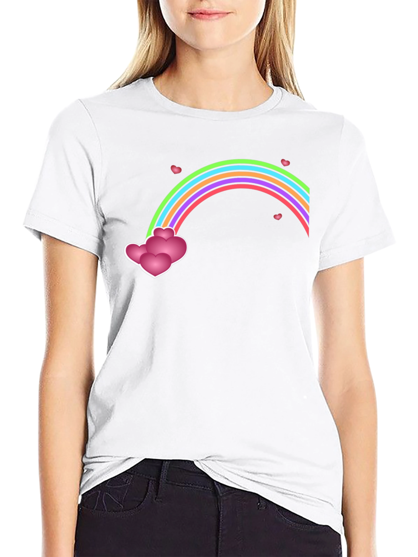 Rainbow Hearts Graphic Tee - Mens Black T-Shirt