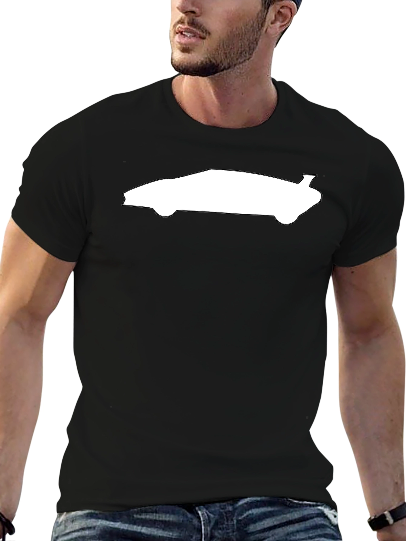 Car Silhouette Graphic Tee - Modern Black T-Shirt