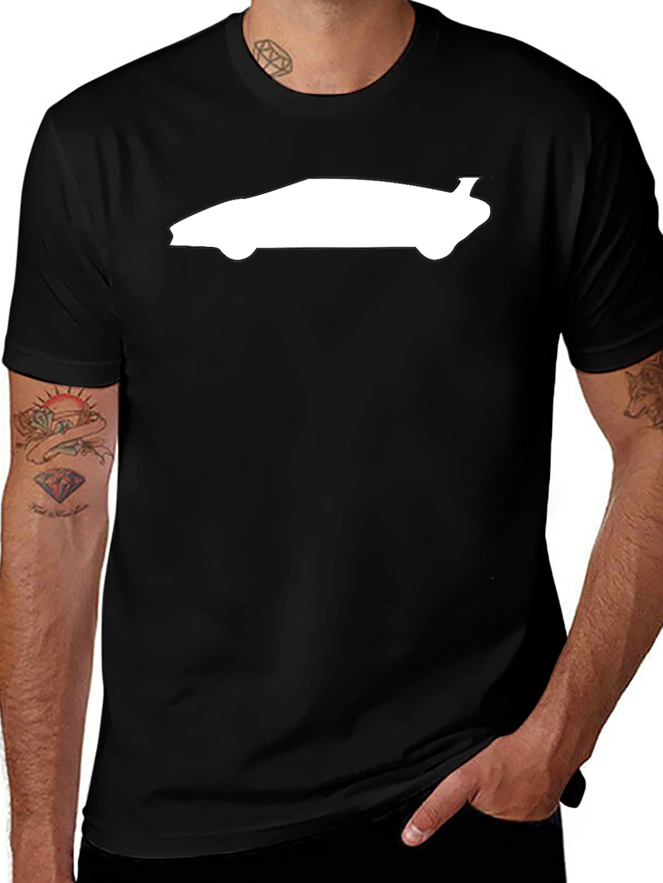 Car Silhouette Graphic Tee - Modern Black T-Shirt