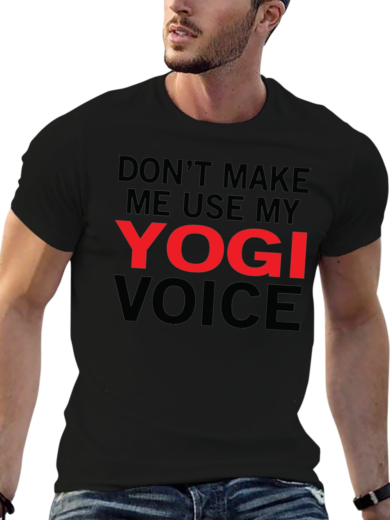 Yogi Voice Mens Black Graphic T-Shirt