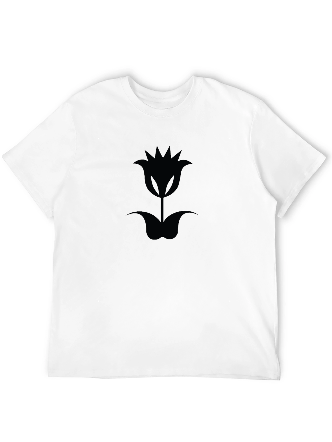 Black T-Shirt with Tulip Flower Graphic