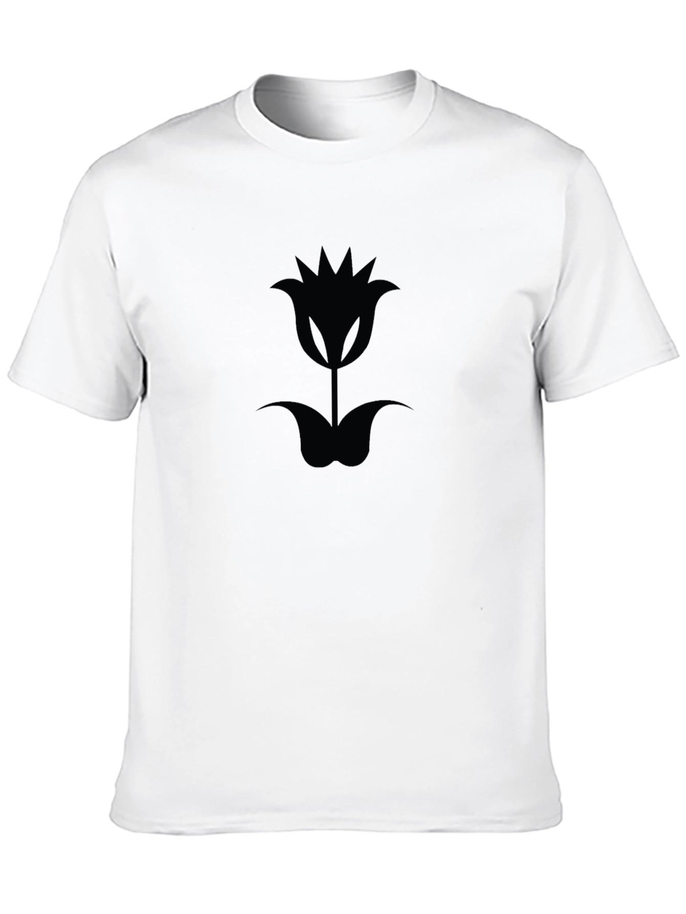 Black T-Shirt with Tulip Flower Graphic