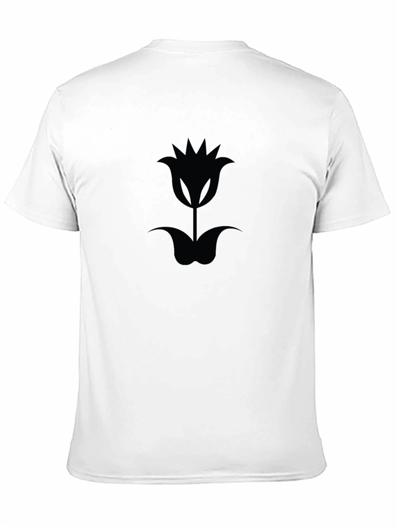 Black T-Shirt with Tulip Flower Graphic
