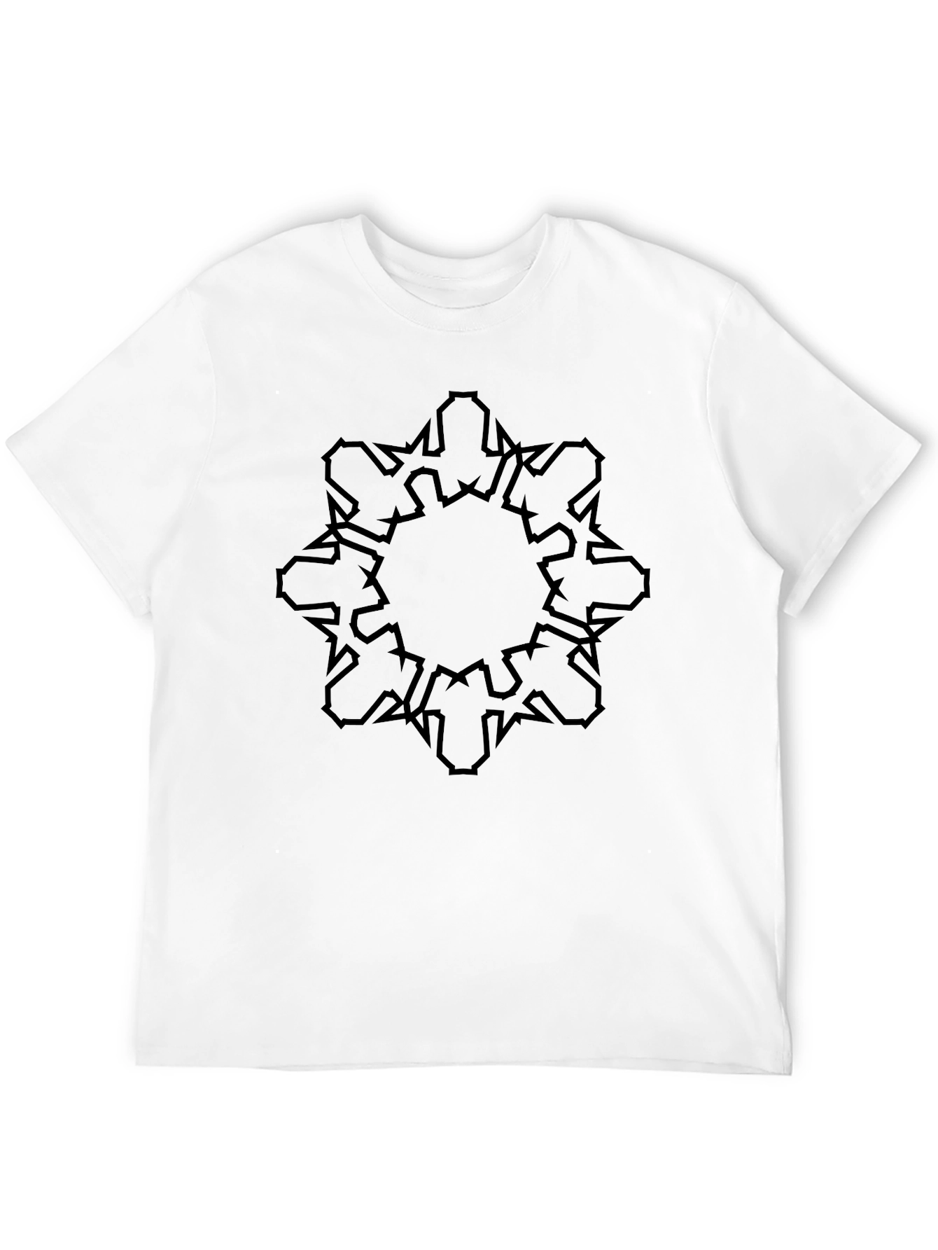 Black Graphic Tee - Geometric Print
