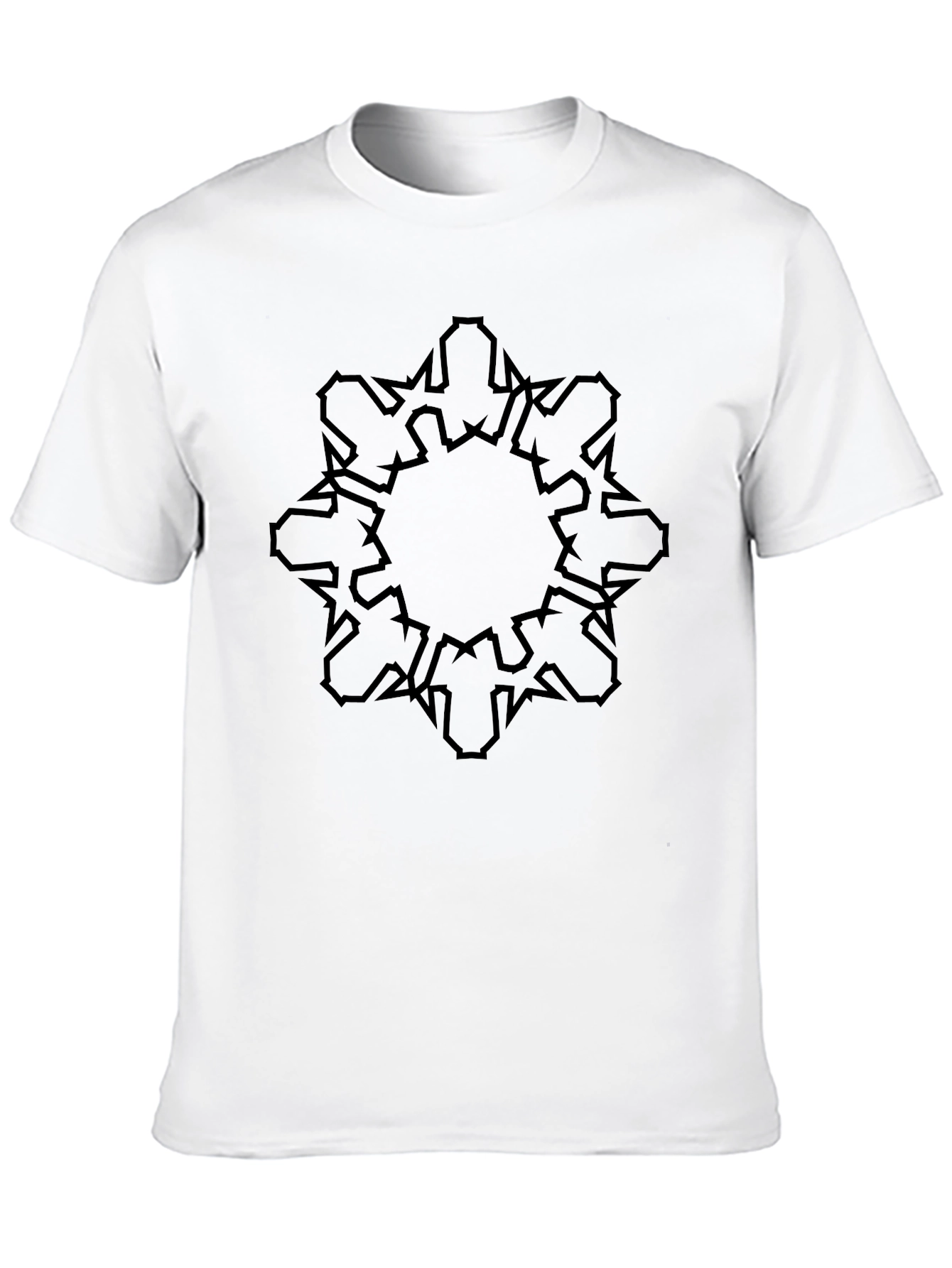 Black Graphic Tee - Geometric Print