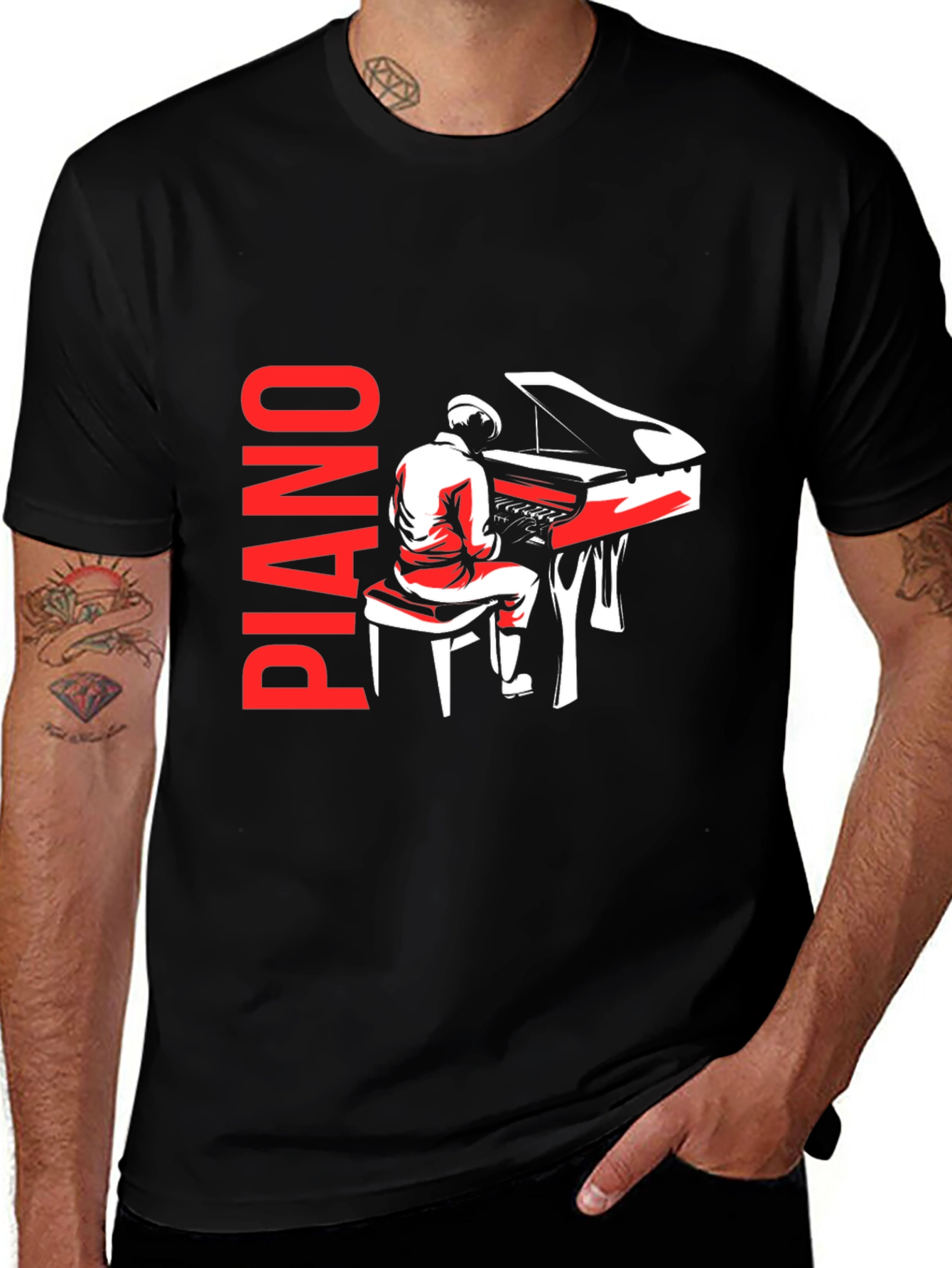 Piano Player Graphic Tee - Music Lover T-Shirt