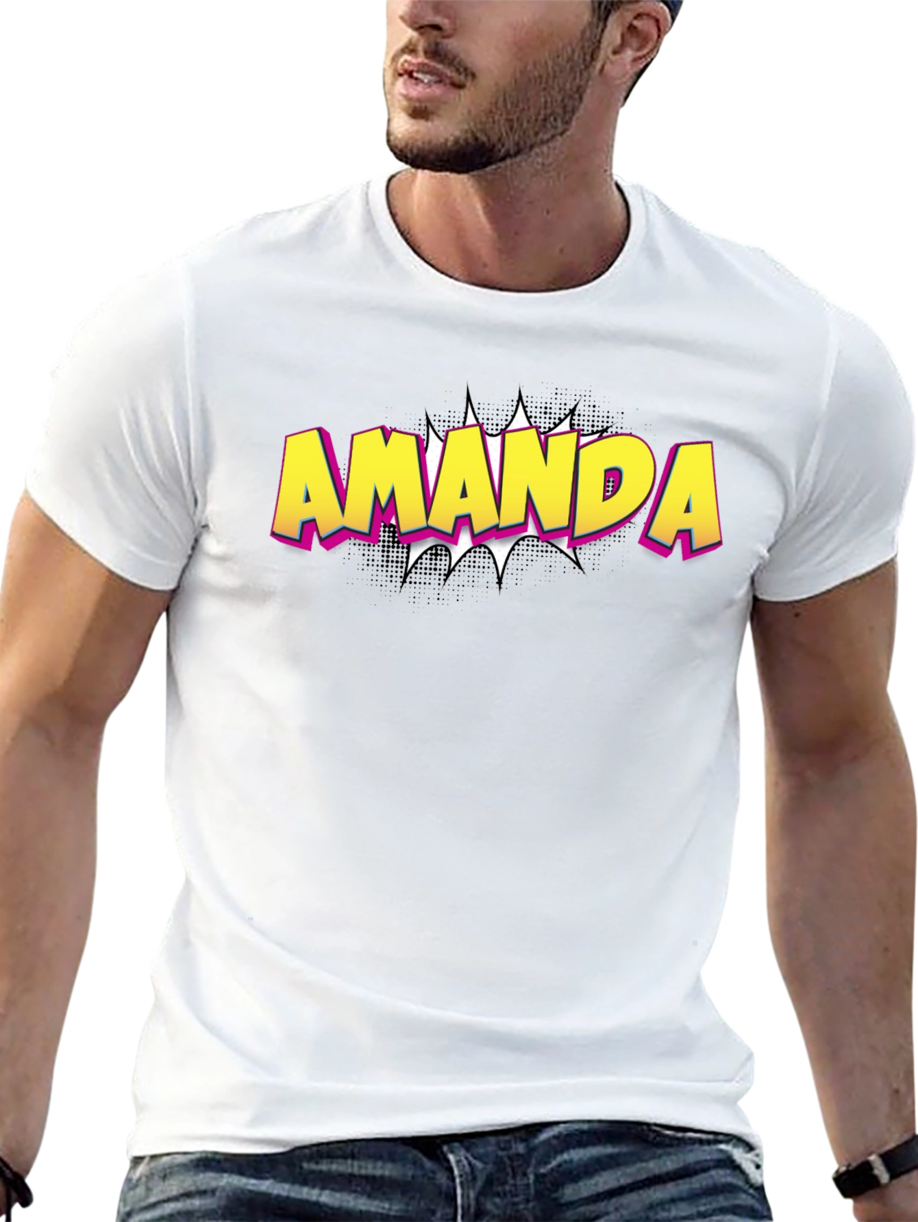 Amanda Comic Book Style T-Shirt - Black Cotton Tee
