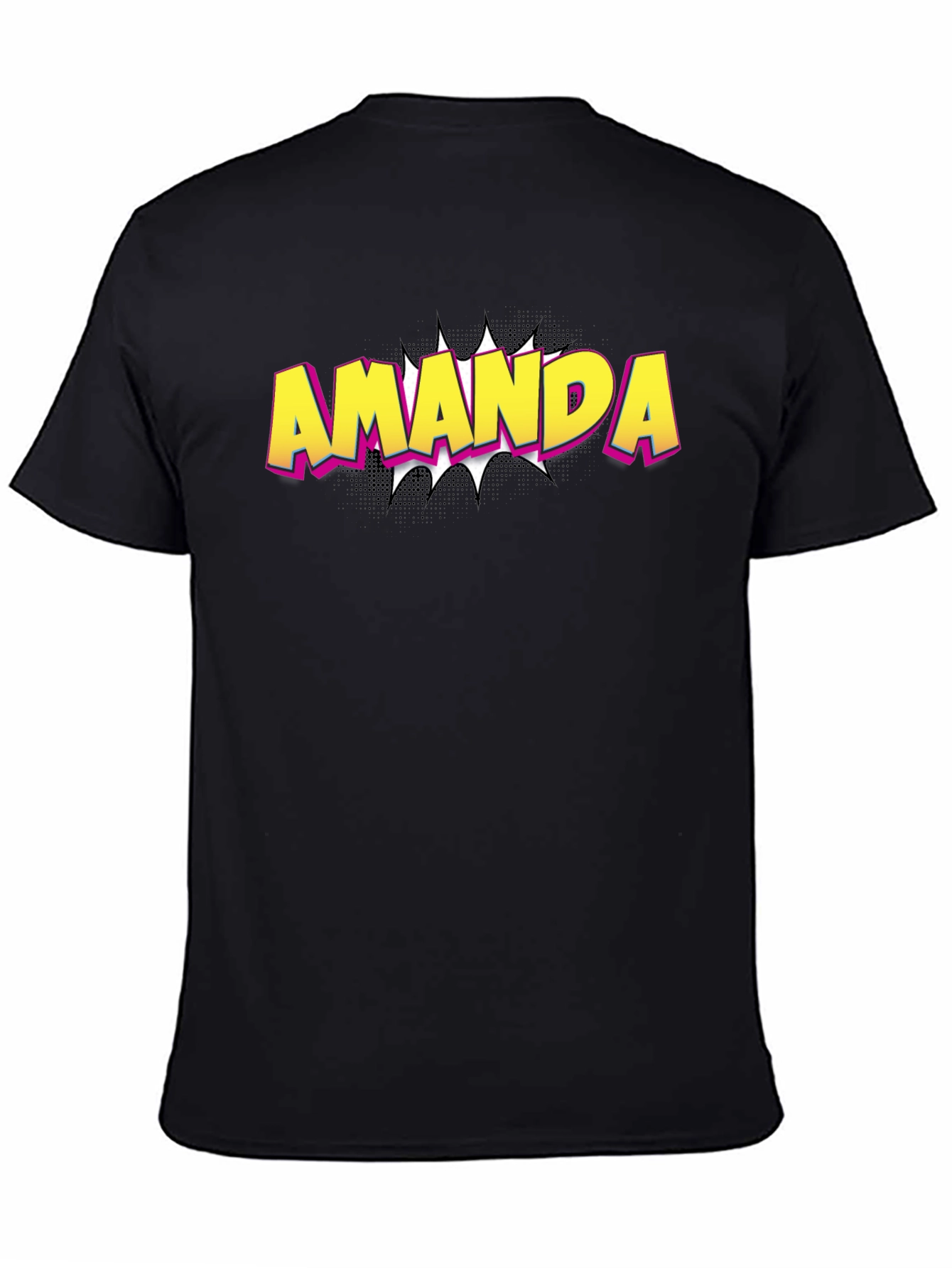 Amanda Comic Book Style T-Shirt - Black Cotton Tee