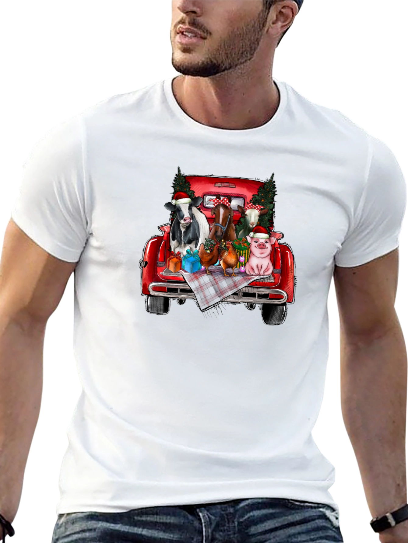 Festive Farm Animal Truck T-Shirt