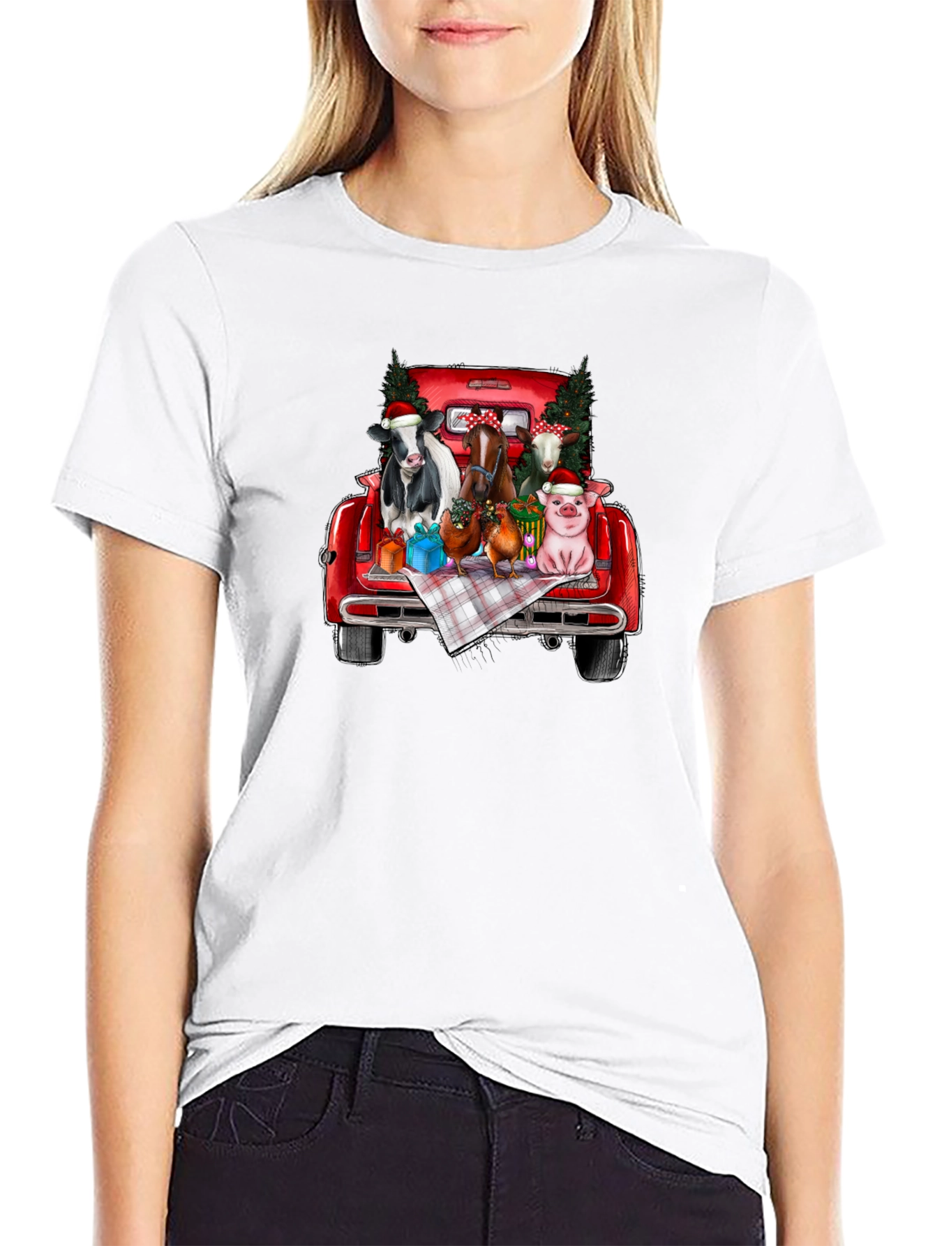 Festive Farm Animal Truck T-Shirt