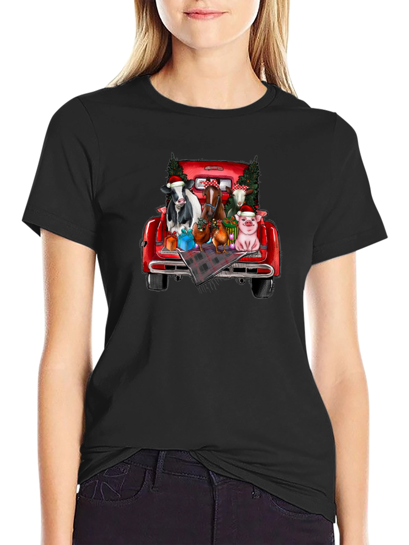 Festive Farm Animal Truck T-Shirt