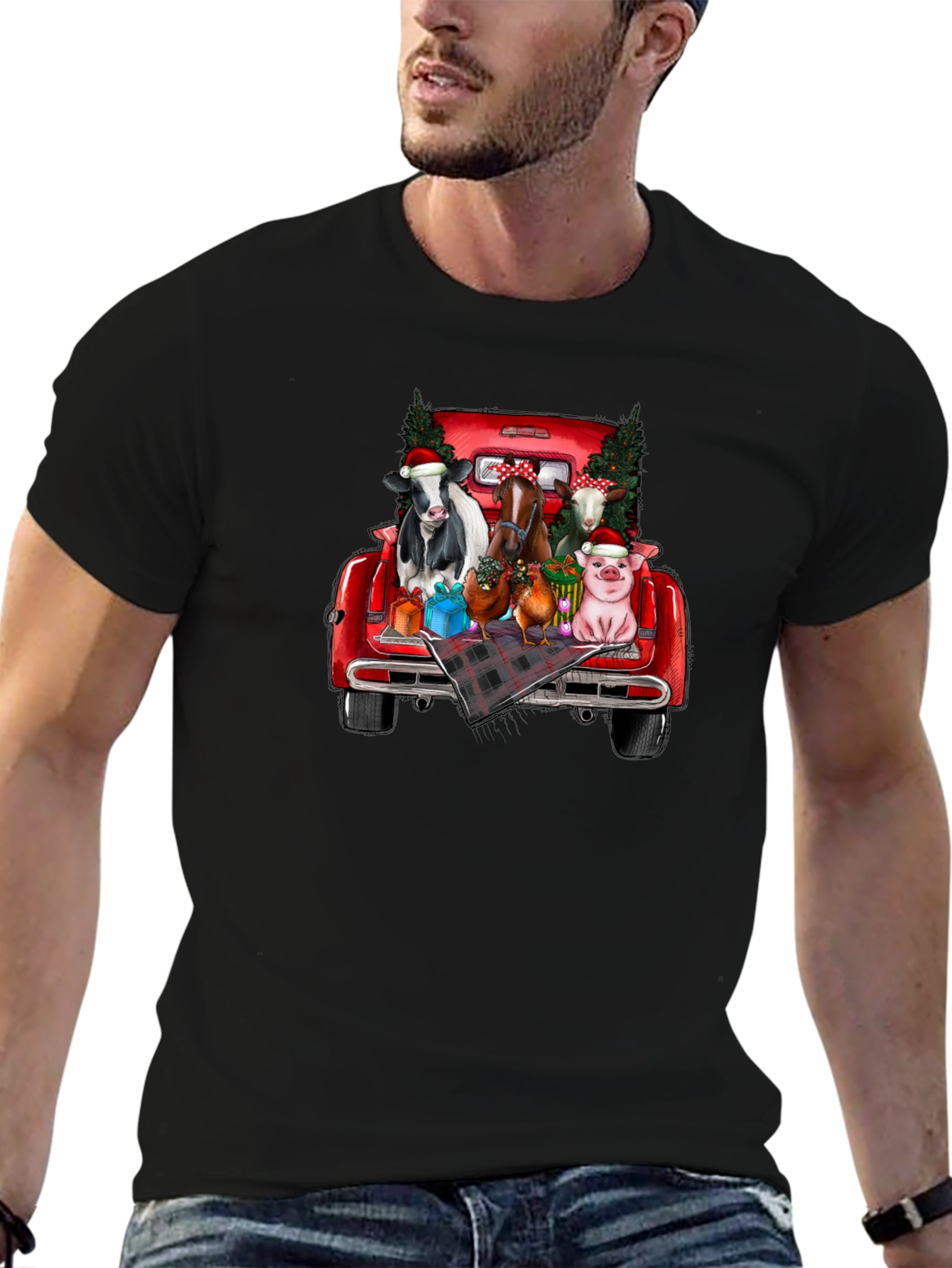 Festive Farm Animal Truck T-Shirt