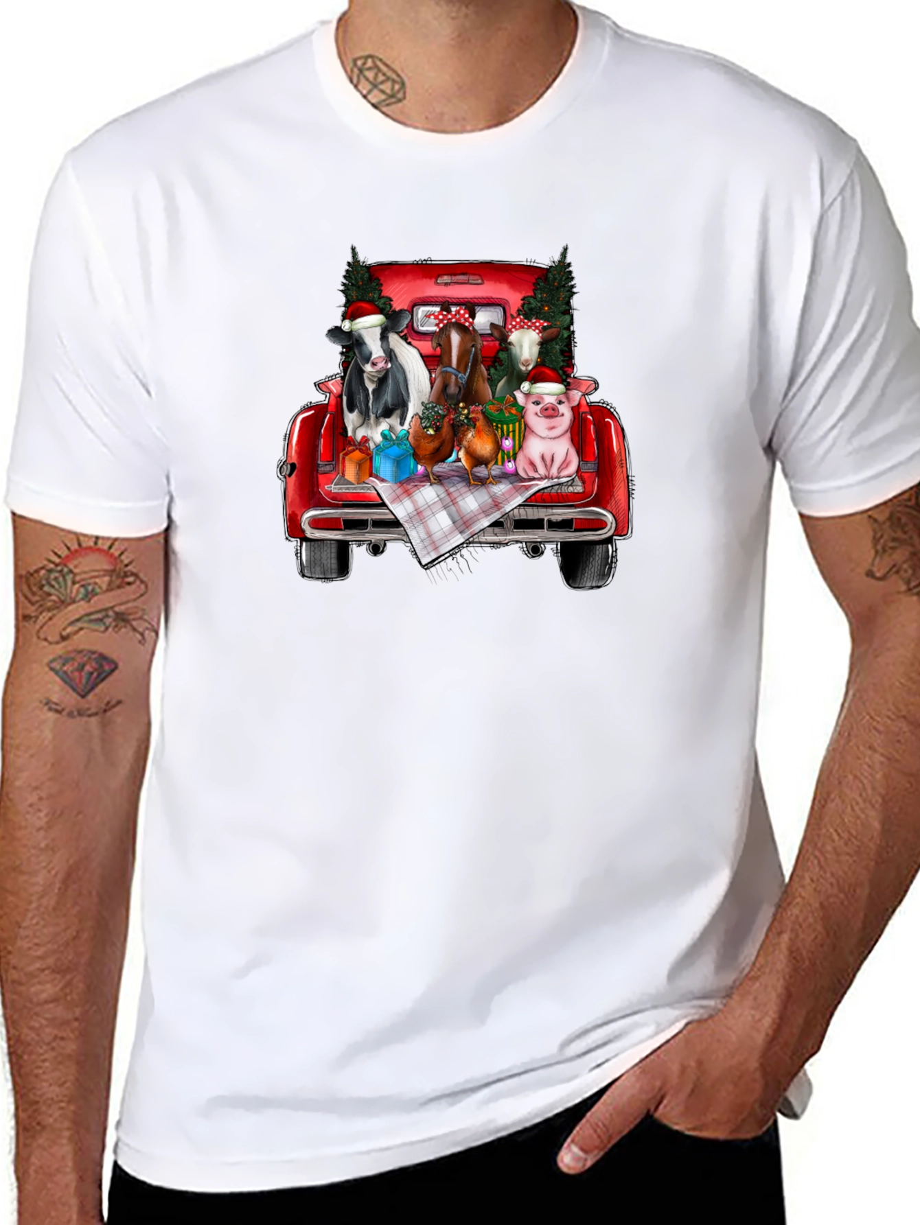 Festive Farm Animal Truck T-Shirt
