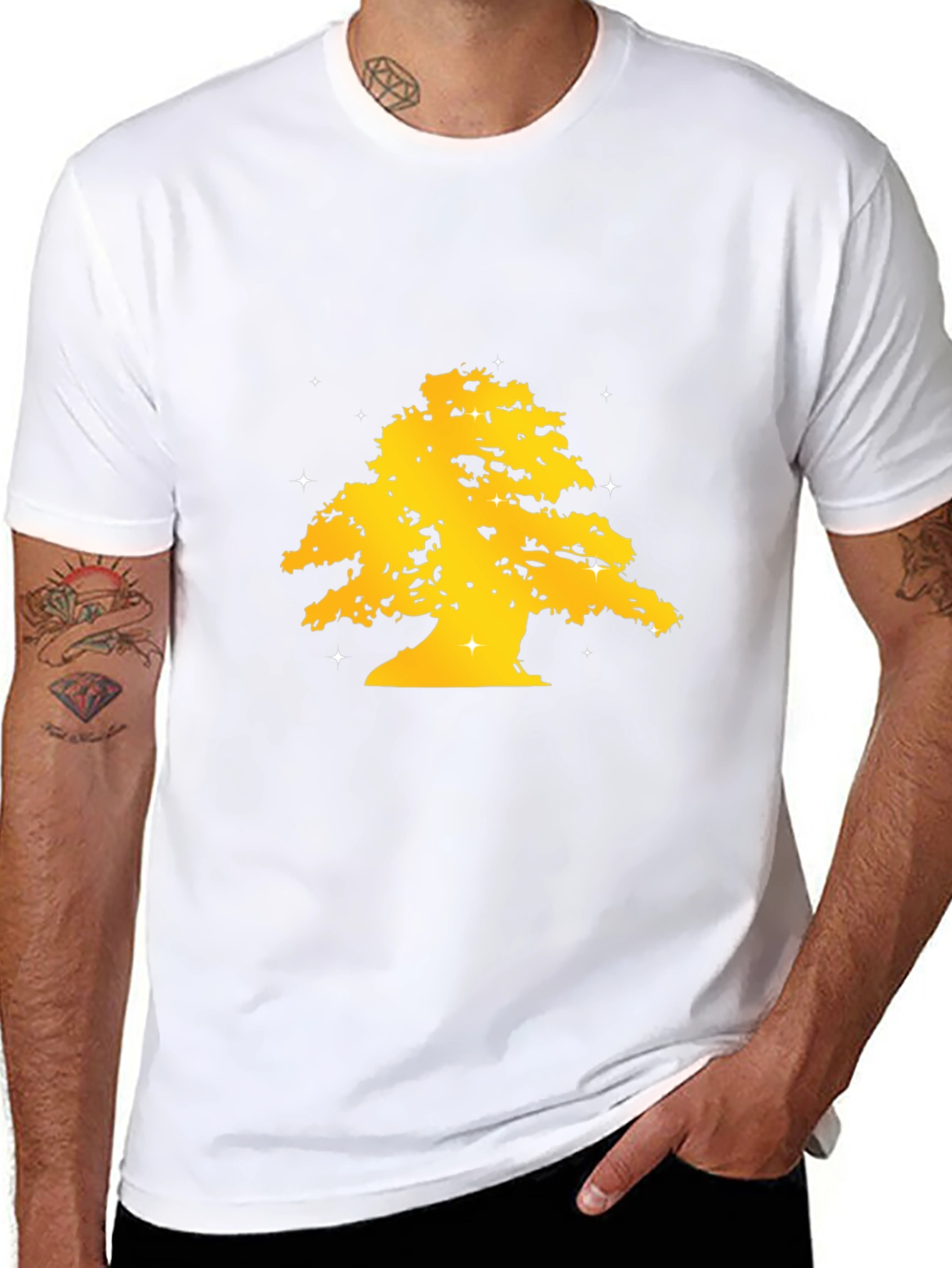 Golden Tree Graphic Black T-Shirt