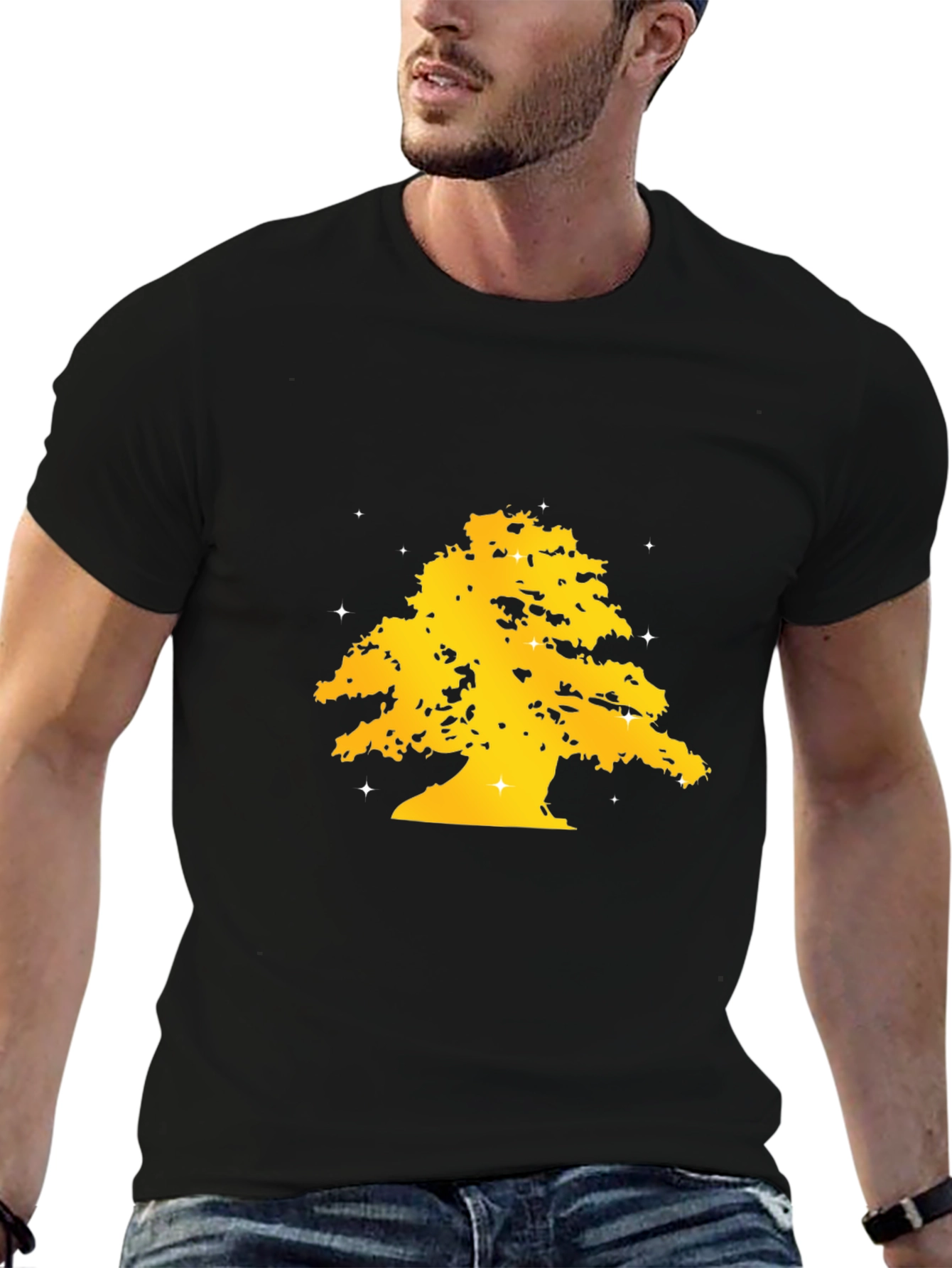 Golden Tree Graphic Black T-Shirt