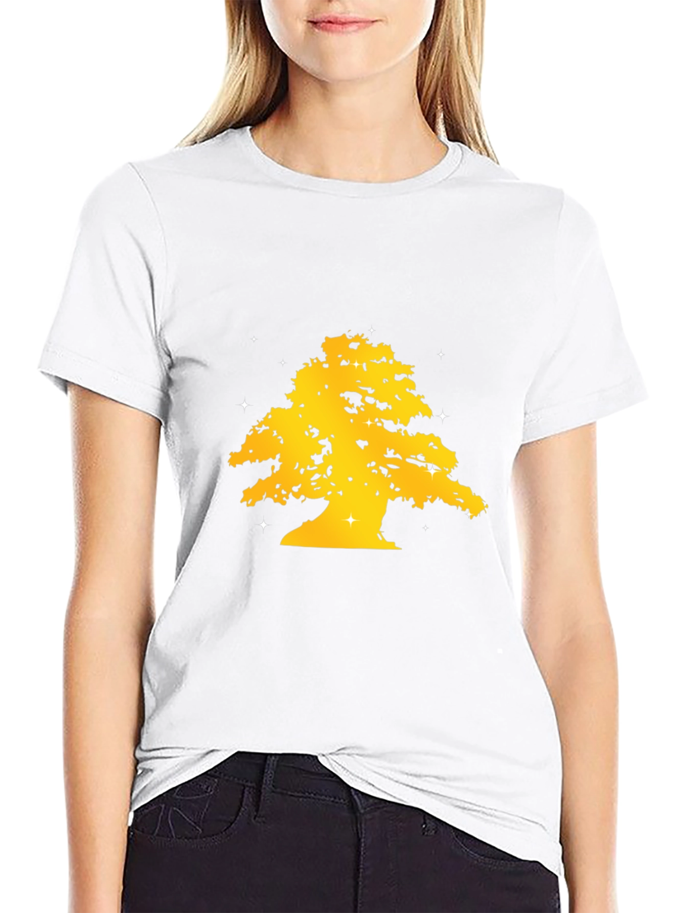 Golden Tree Graphic Black T-Shirt