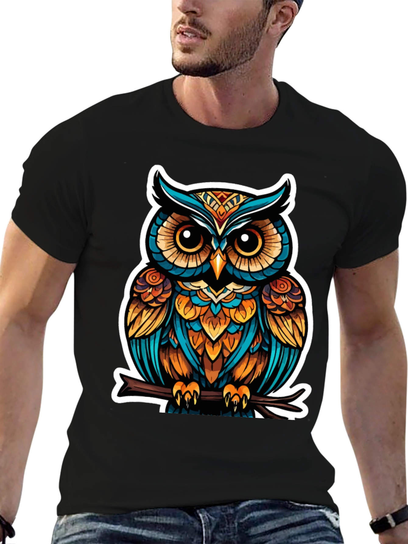Stylish Owl Graphic Tee - Unique Bird Design