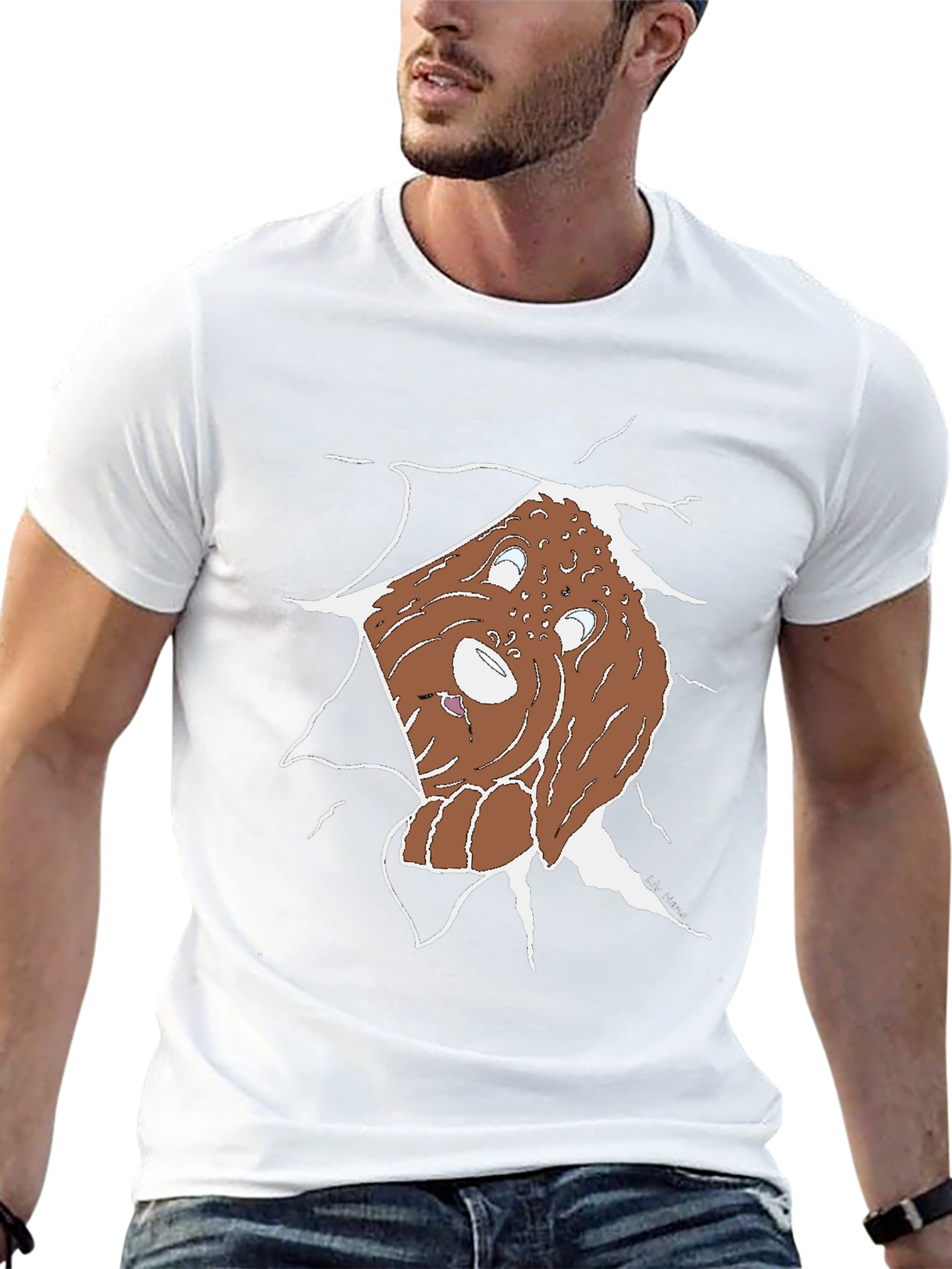 Ripped Dog Graphic Tee - Unique Cartoon Style