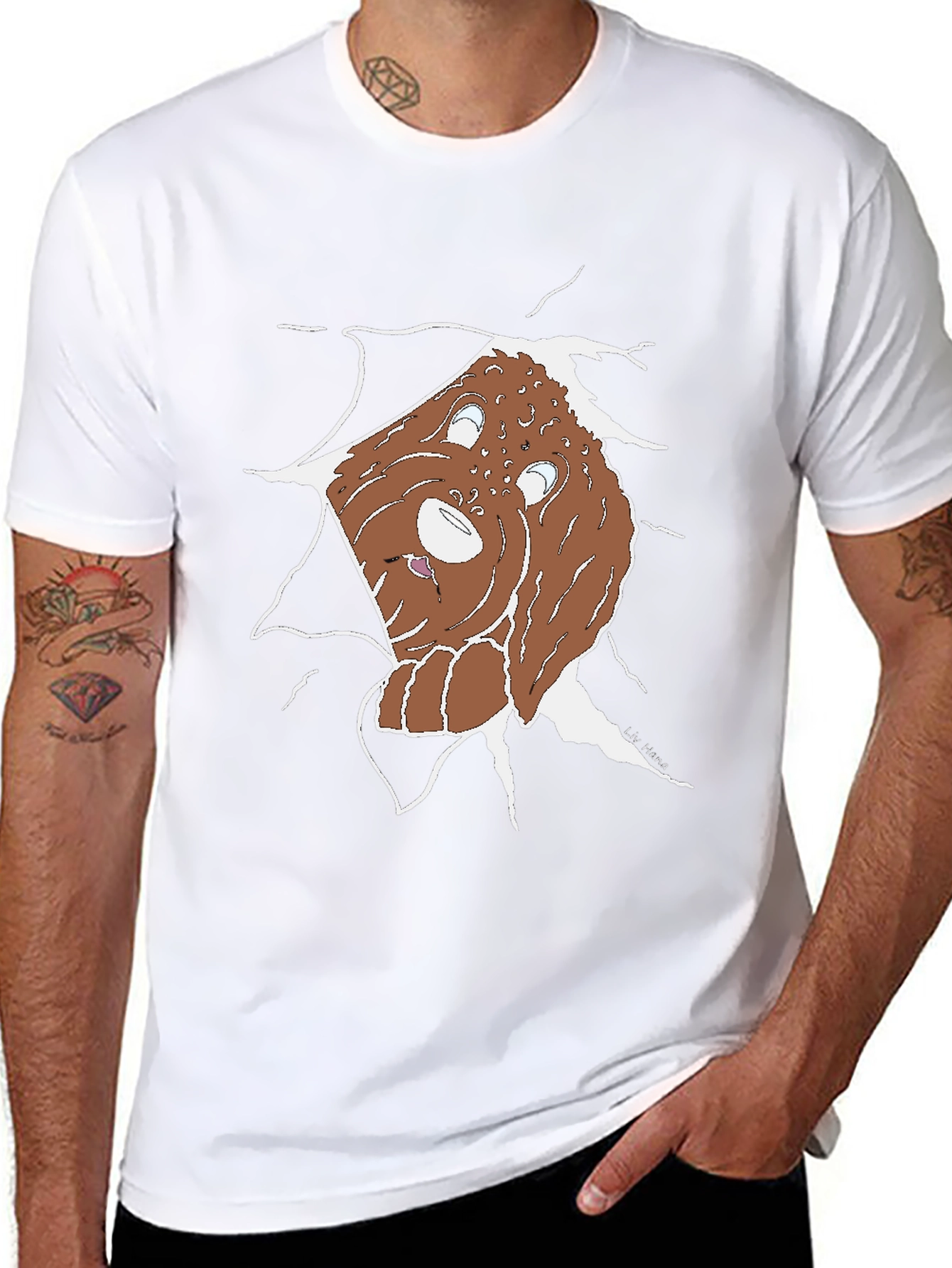 Ripped Dog Graphic Tee - Unique Cartoon Style