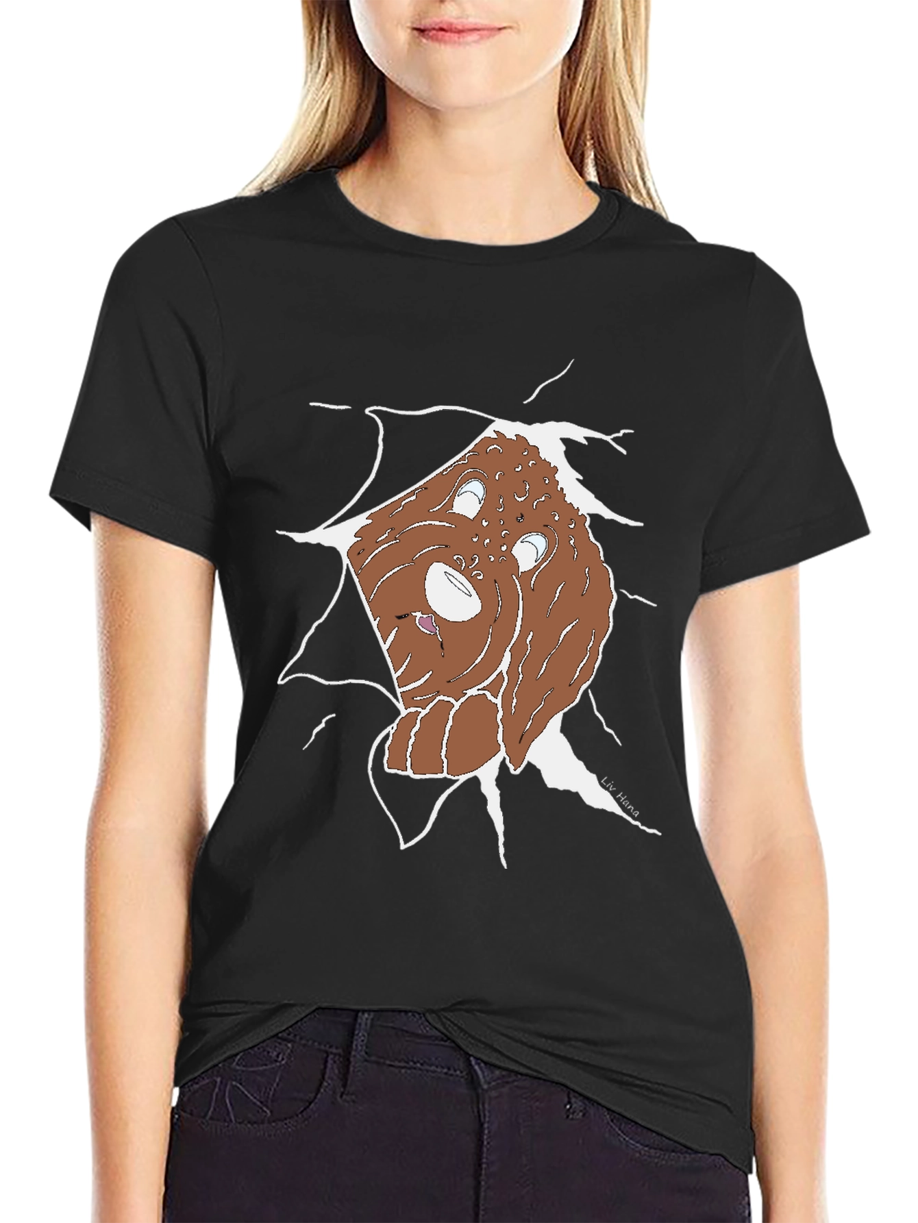 Ripped Dog Graphic Tee - Unique Cartoon Style