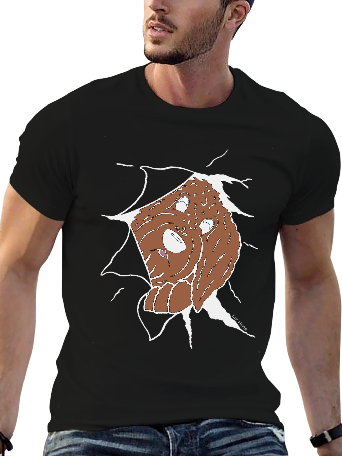 Ripped Dog Graphic Tee - Unique Cartoon Style