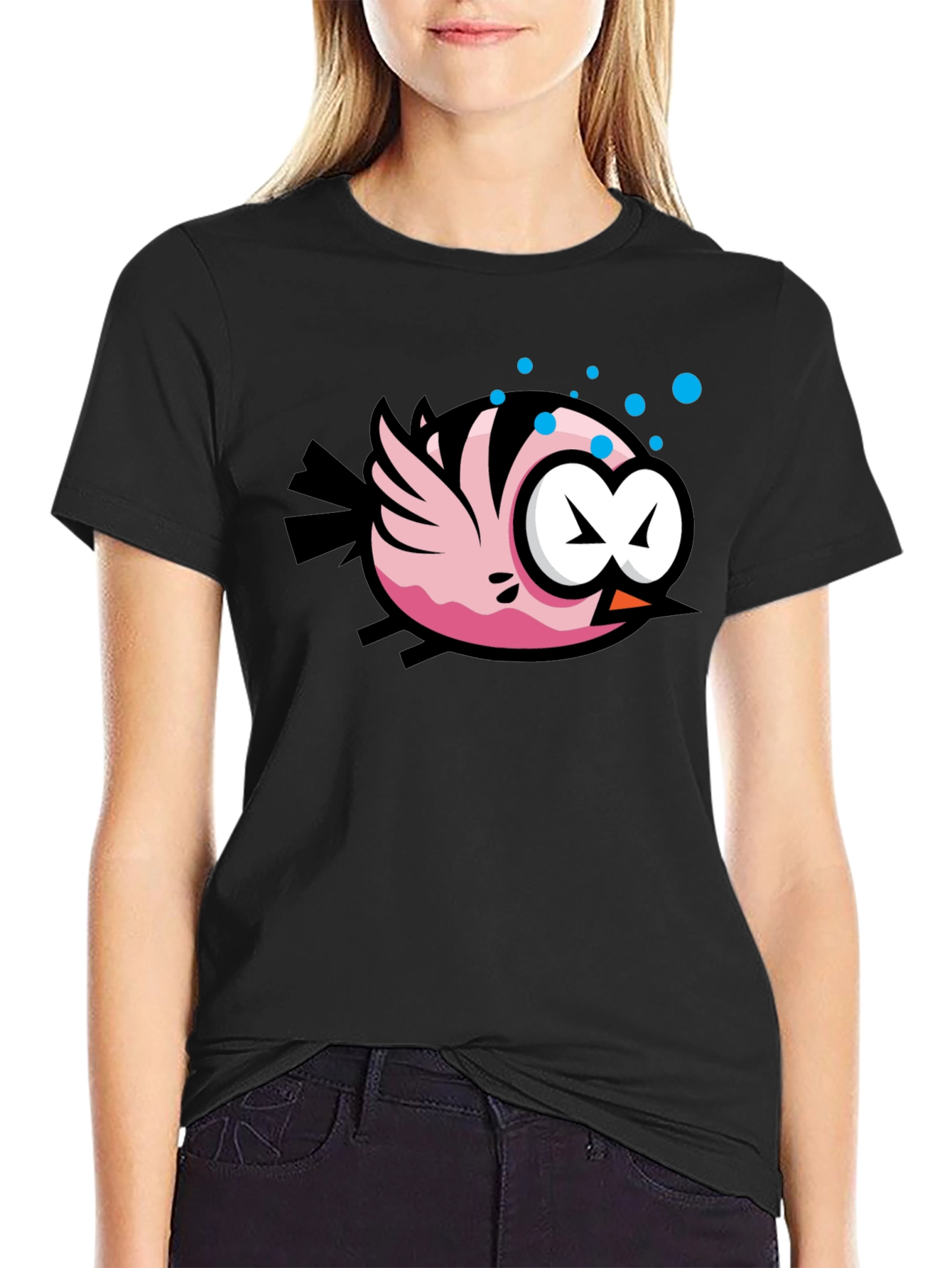 Cartoon Fish Black T-Shirt