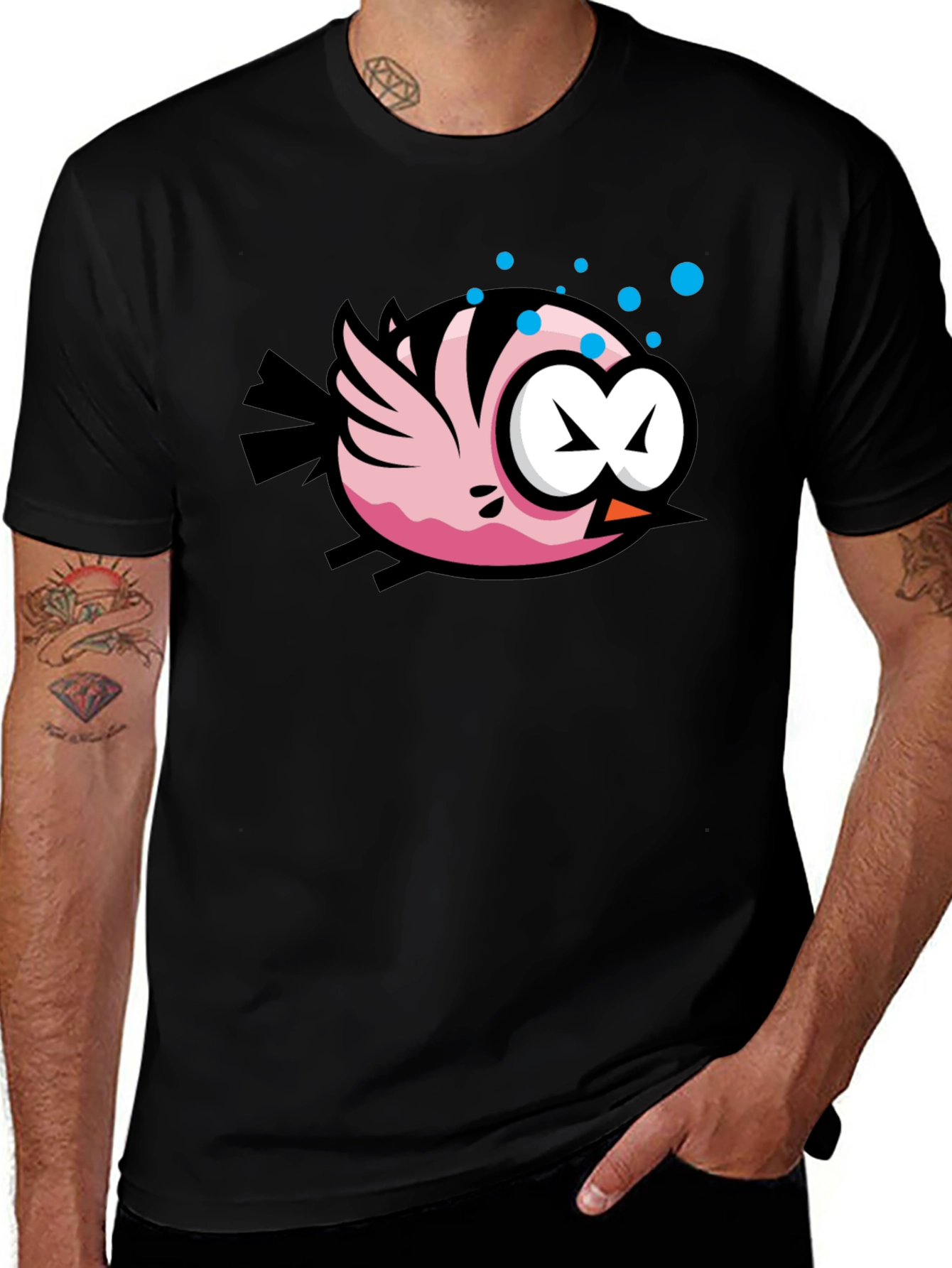 Cartoon Fish Black T-Shirt