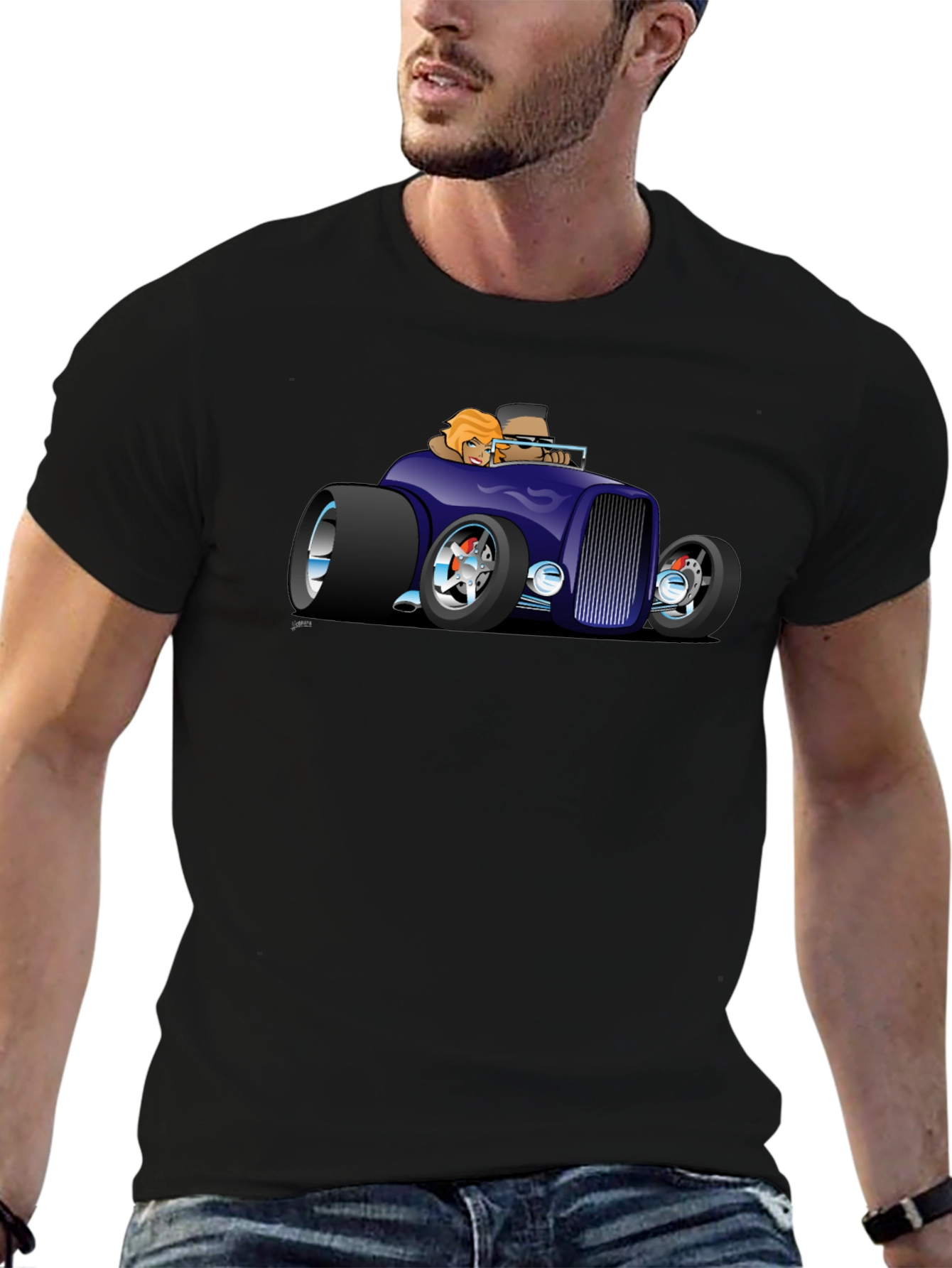 Cool Car Cartoon Graphic T-Shirt
