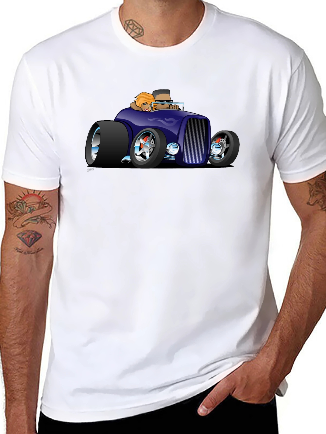 Cool Car Cartoon Graphic T-Shirt