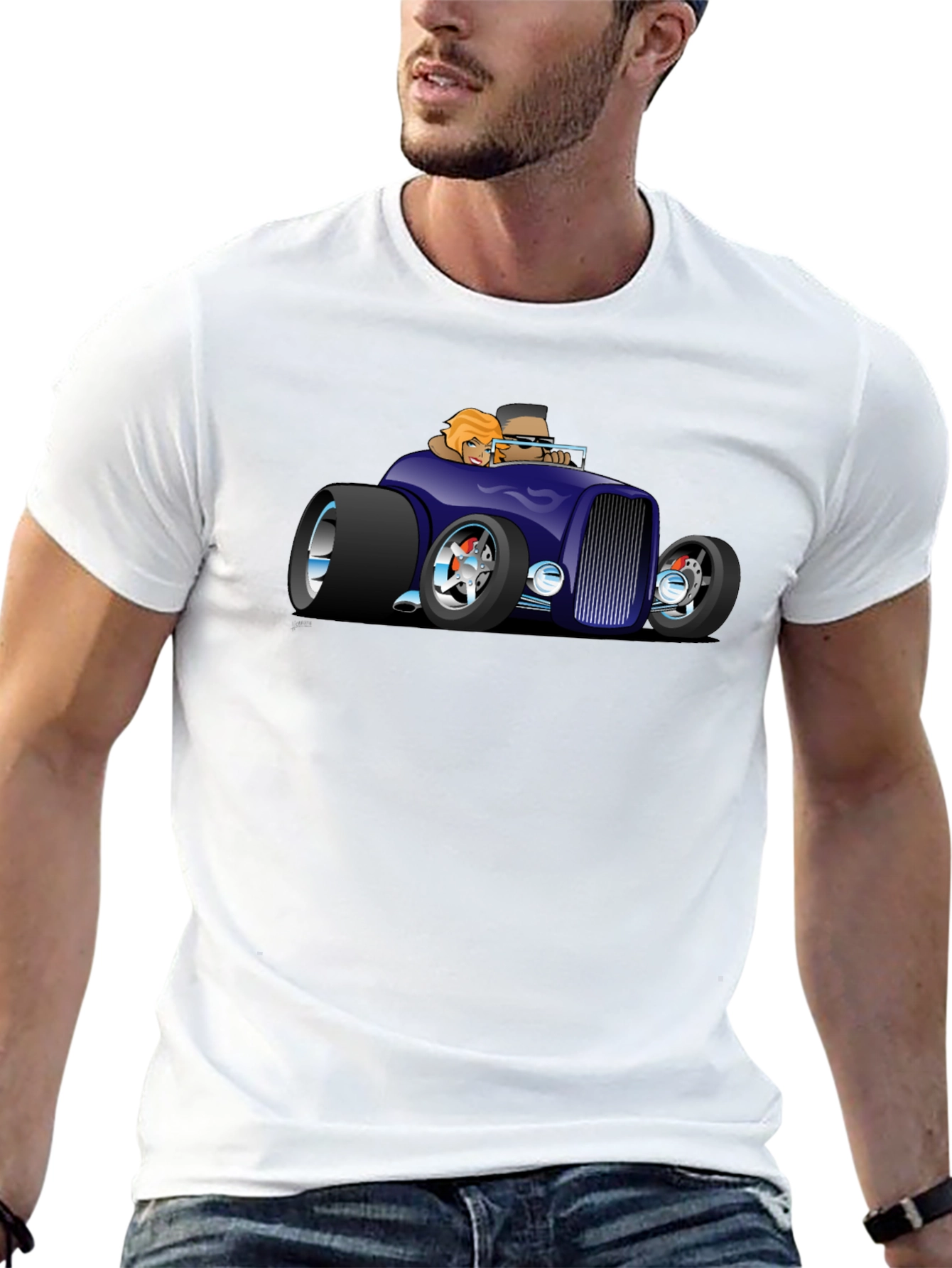 Cool Car Cartoon Graphic T-Shirt
