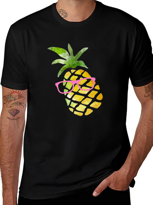 Pineapple in Glasses Graphic Tee - Black